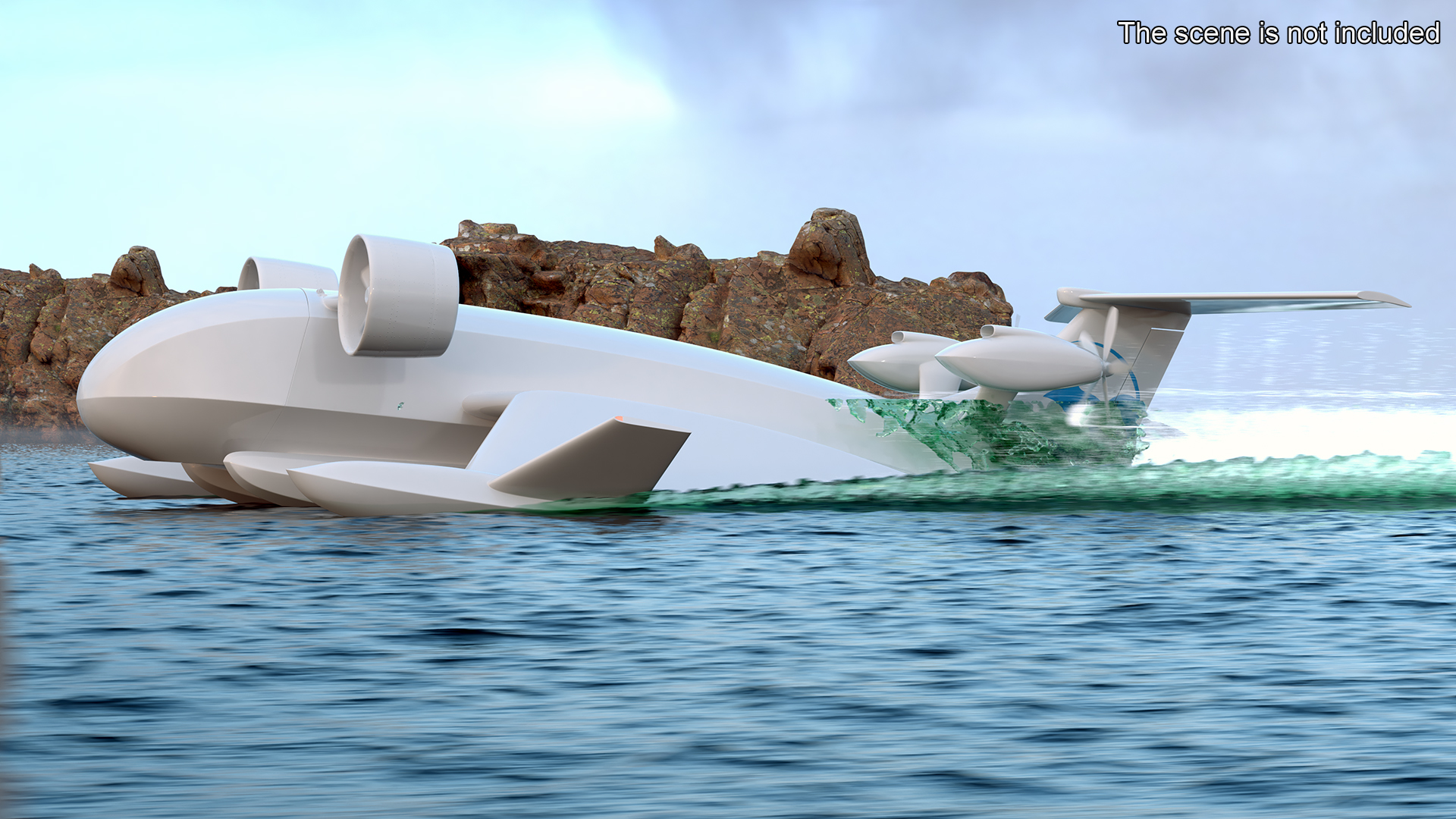 3D Flying Ship Concept White Color