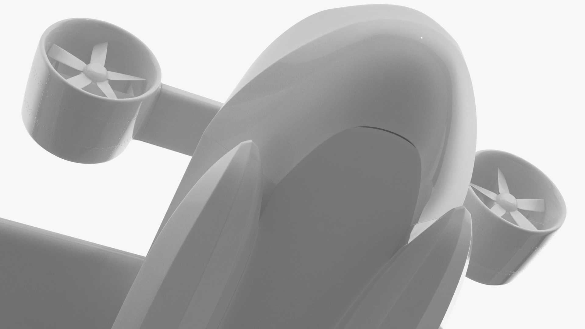 3D Flying Ship Concept White Color