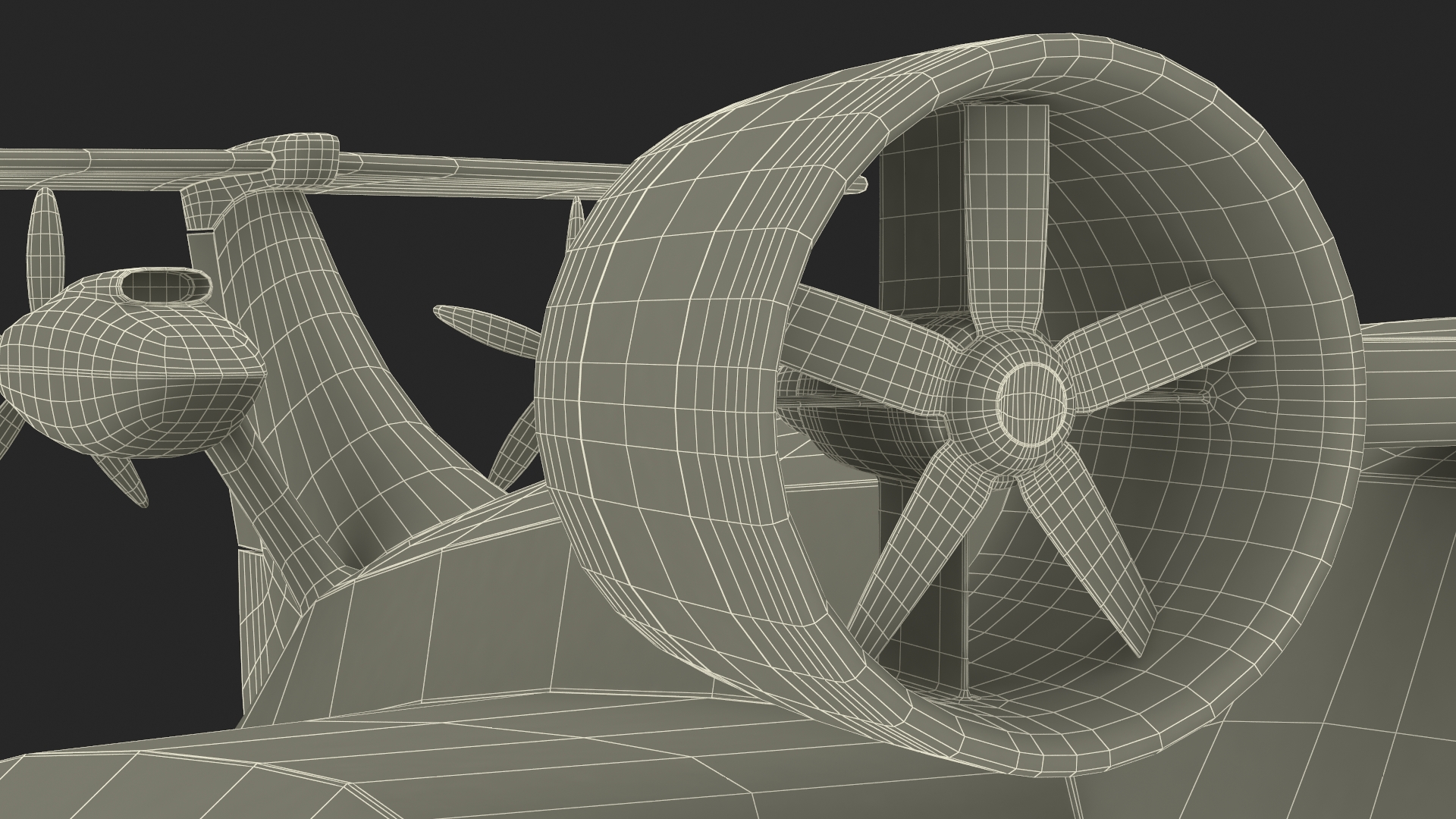 3D Flying Ship Concept White Color