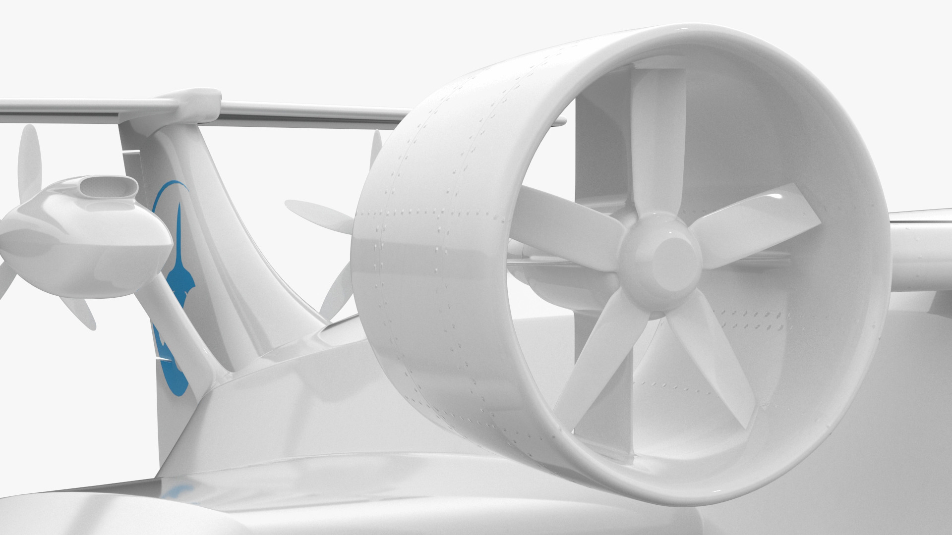 3D Flying Ship Concept White Color
