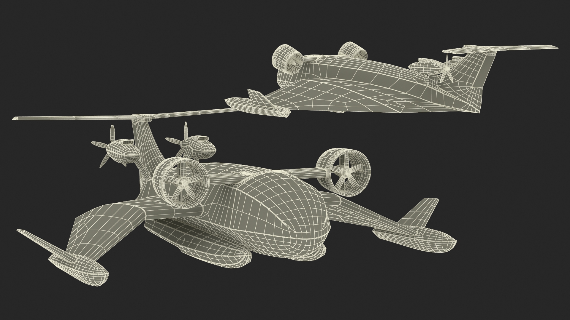 3D Flying Ship Concept White Color