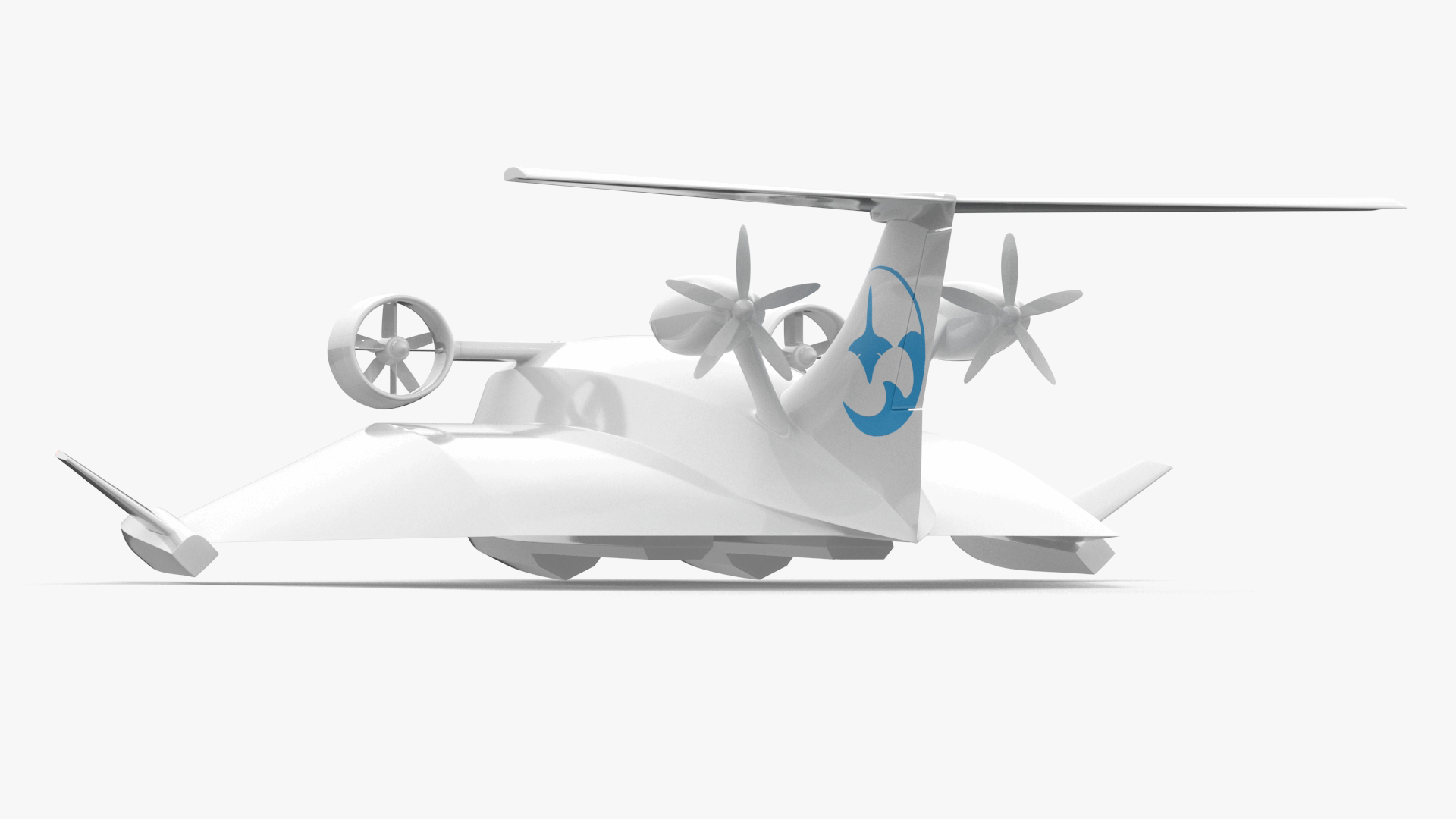 3D Flying Ship Concept White Color