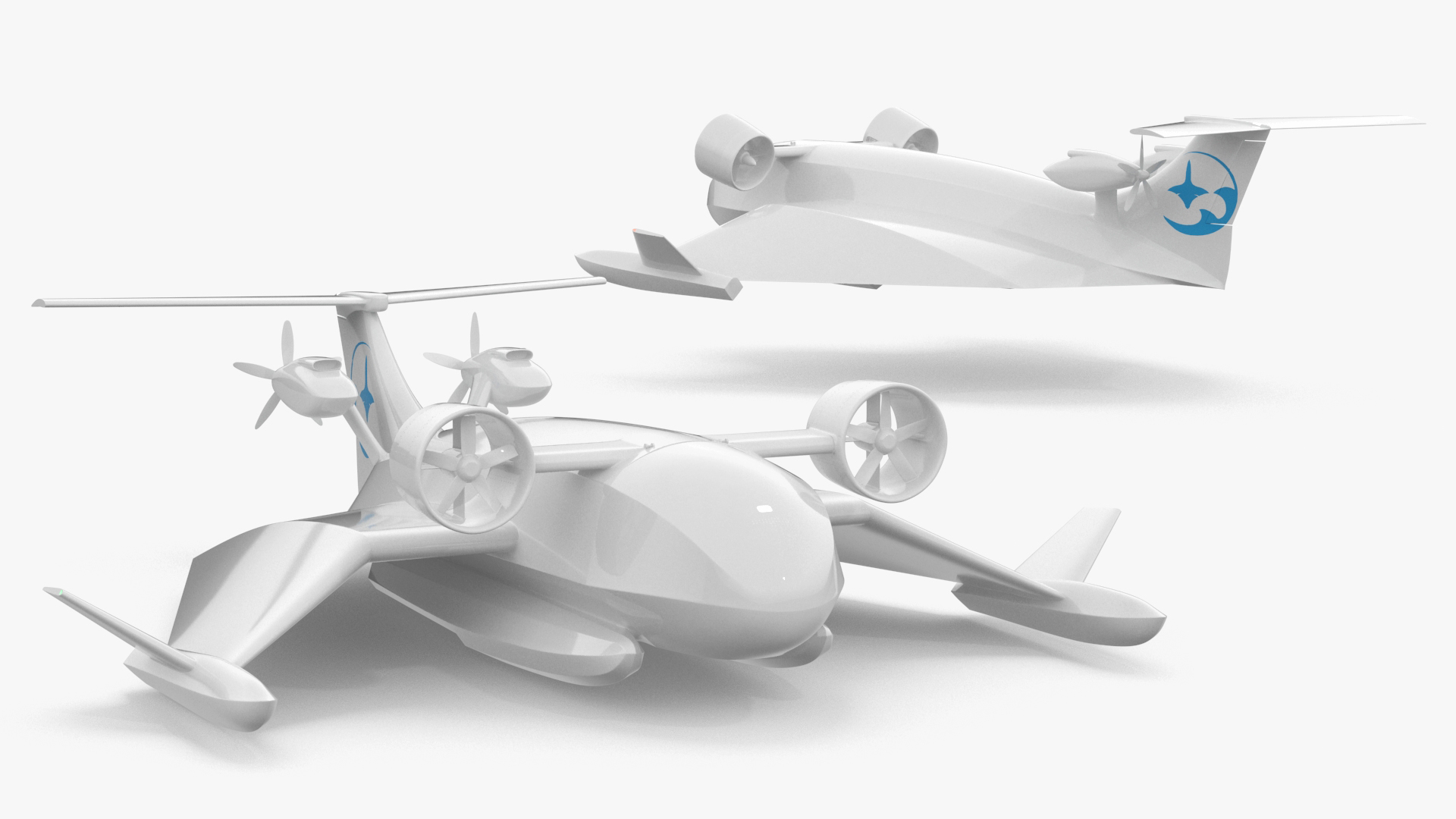 3D Flying Ship Concept White Color