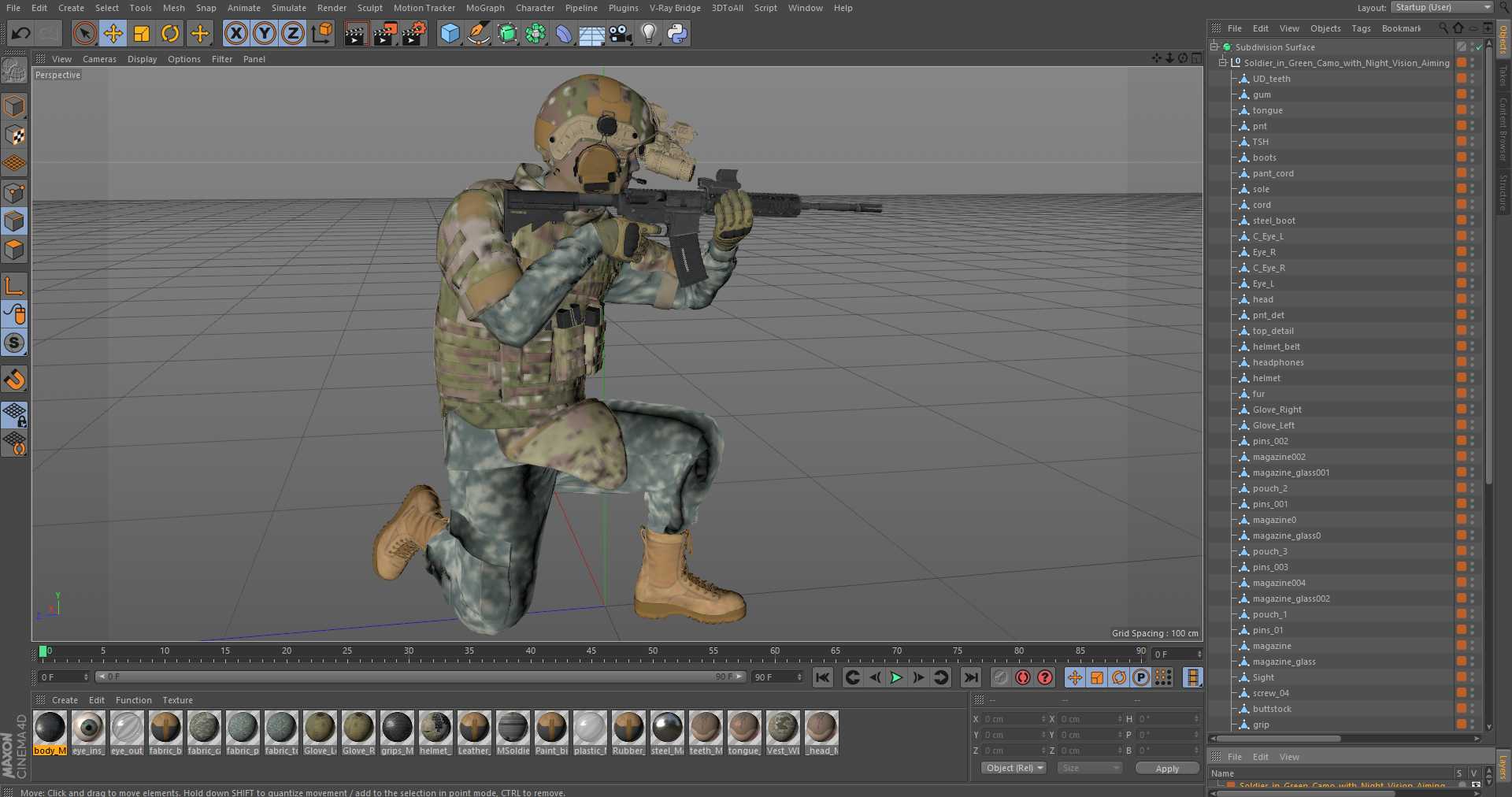 3D Soldier in Green Camo with Night Vision Aiming
