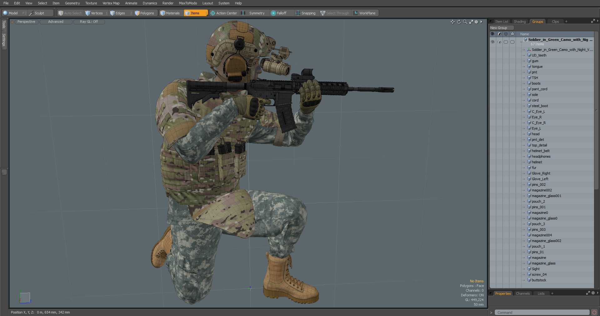3D Soldier in Green Camo with Night Vision Aiming