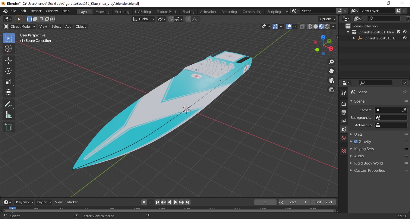 3D CigaretteBoat515 Blue