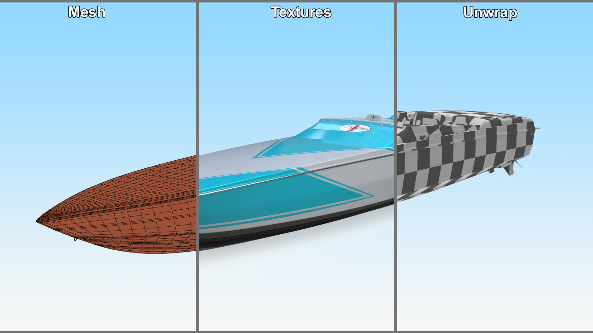 3D CigaretteBoat515 Blue