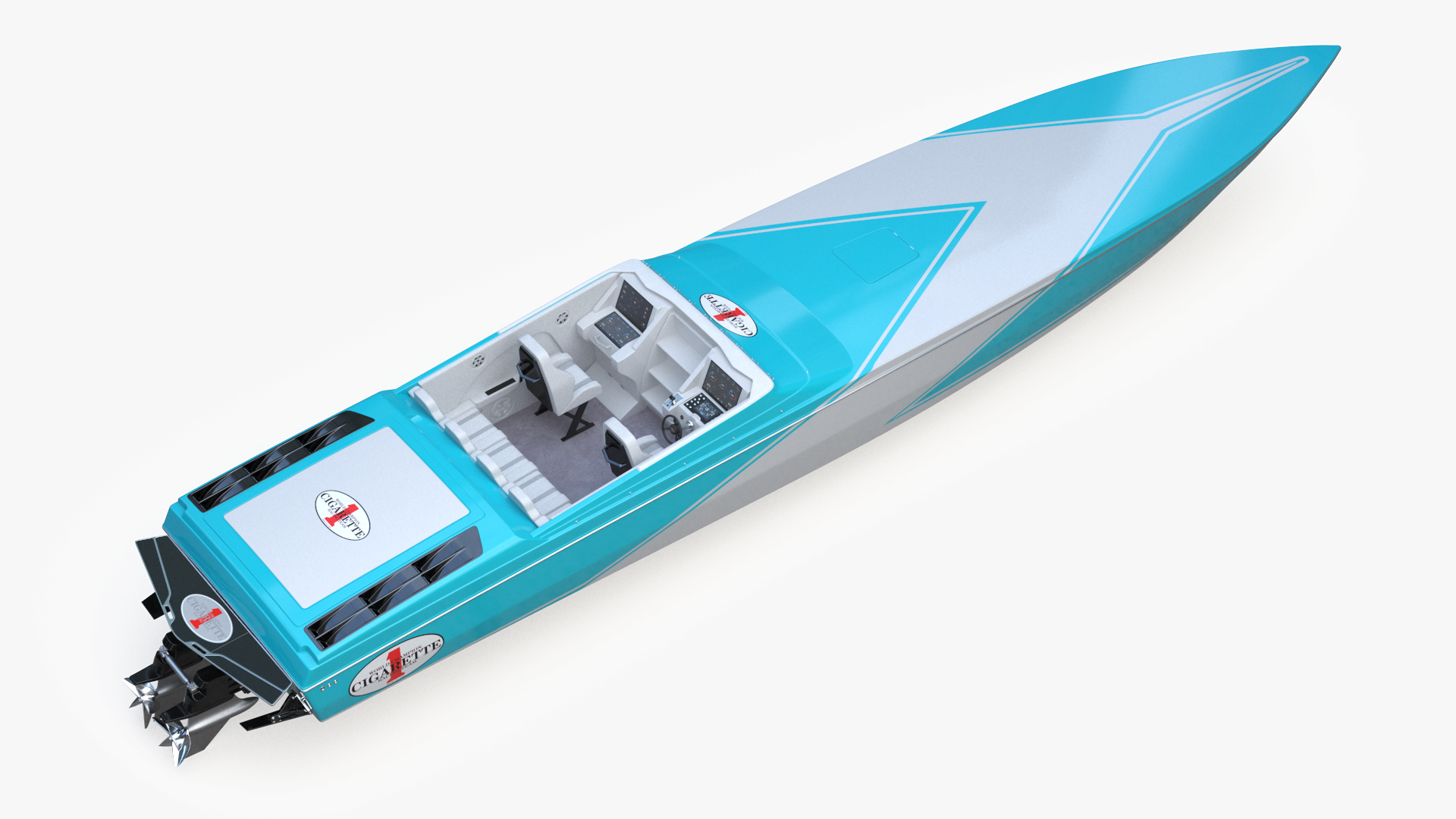 3D CigaretteBoat515 Blue