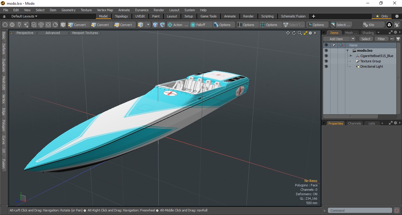 3D CigaretteBoat515 Blue