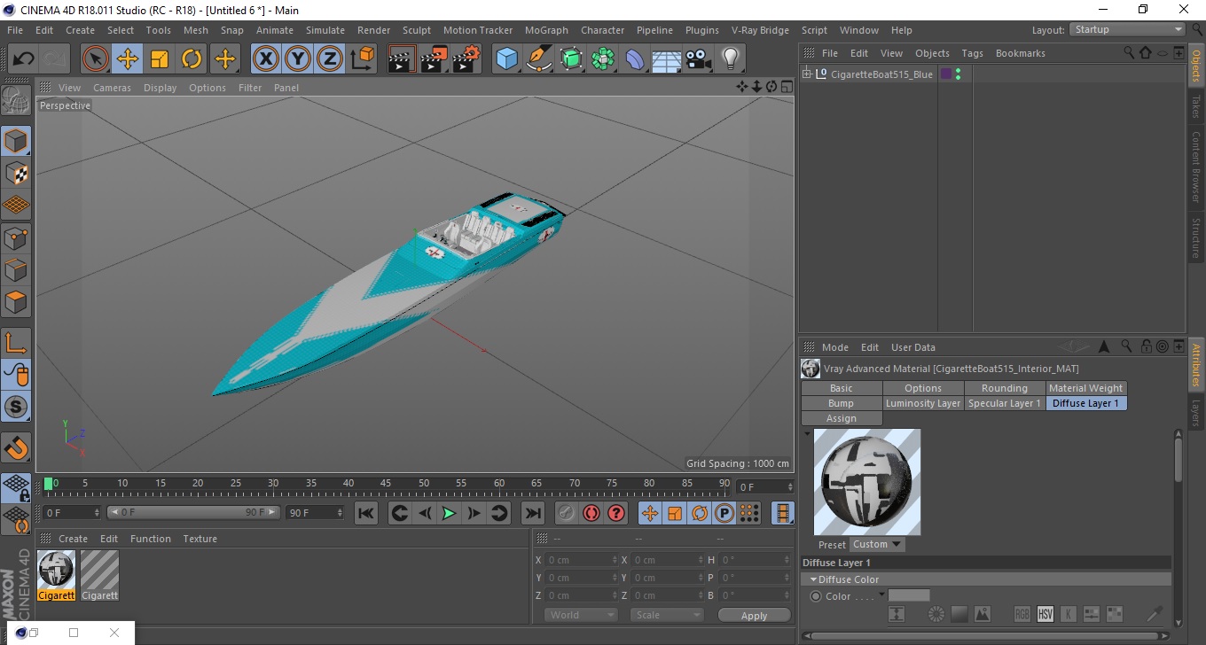 3D CigaretteBoat515 Blue