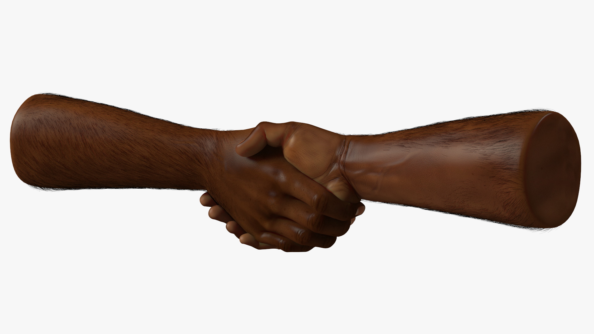 3D Handshake African Man Hands with Fur