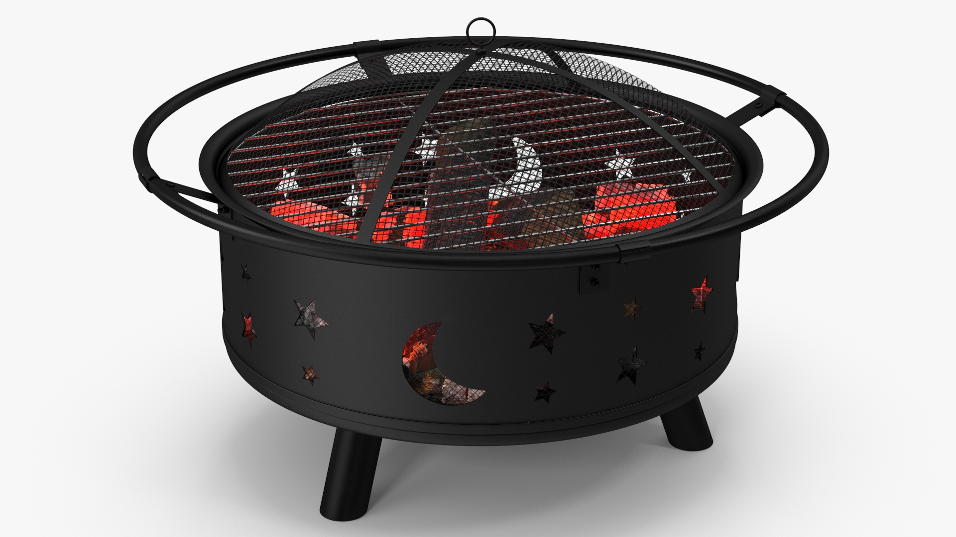 3D Round Fire Pit with Firewood model