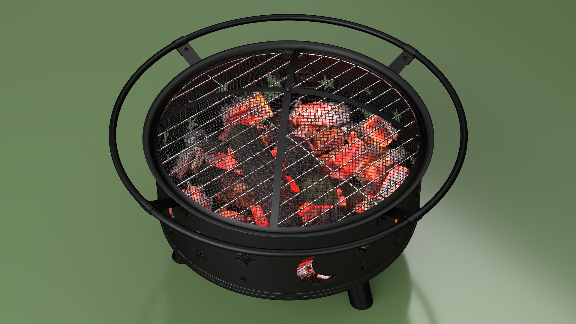3D Round Fire Pit with Firewood model