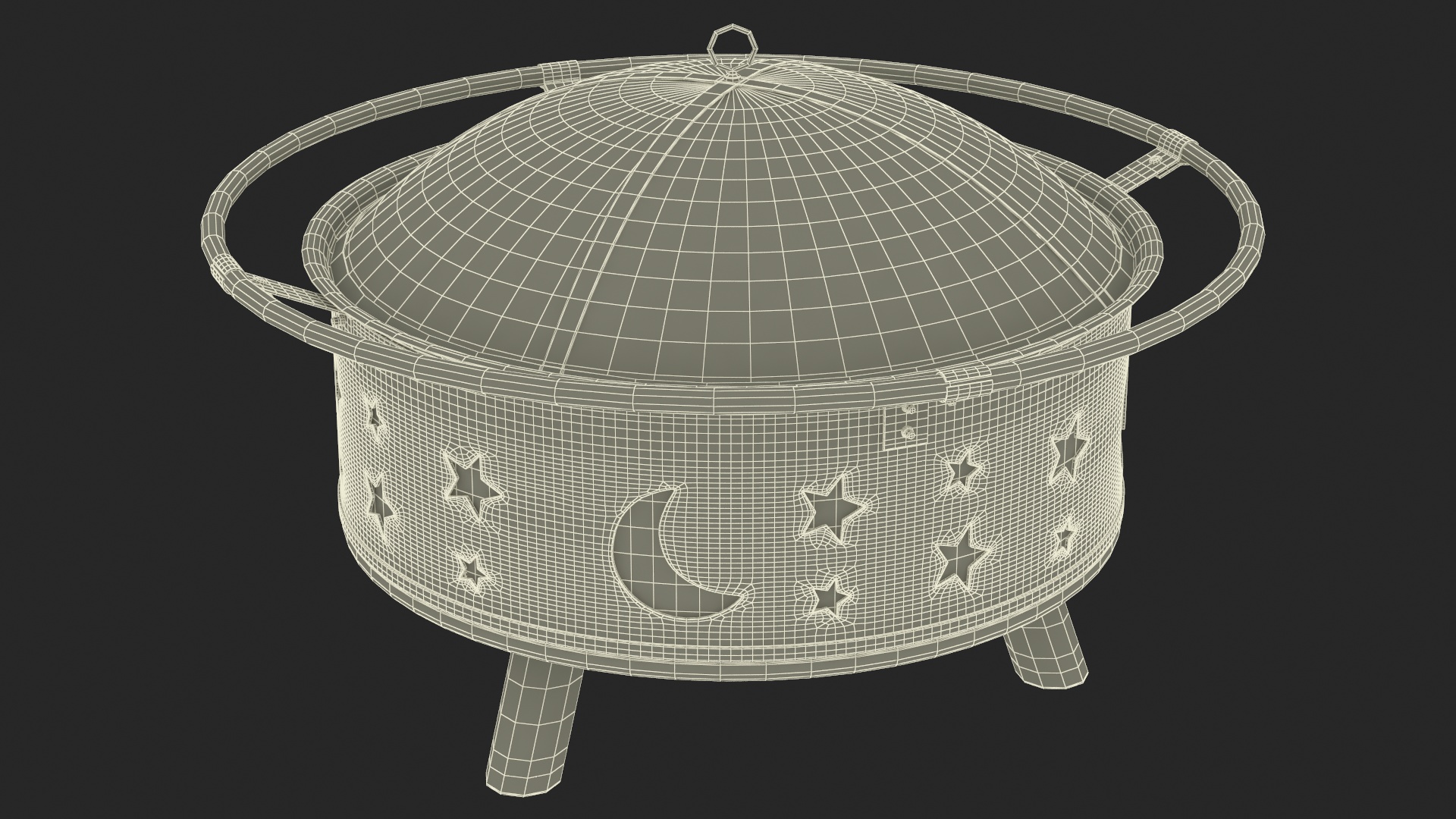 3D Round Fire Pit with Firewood model