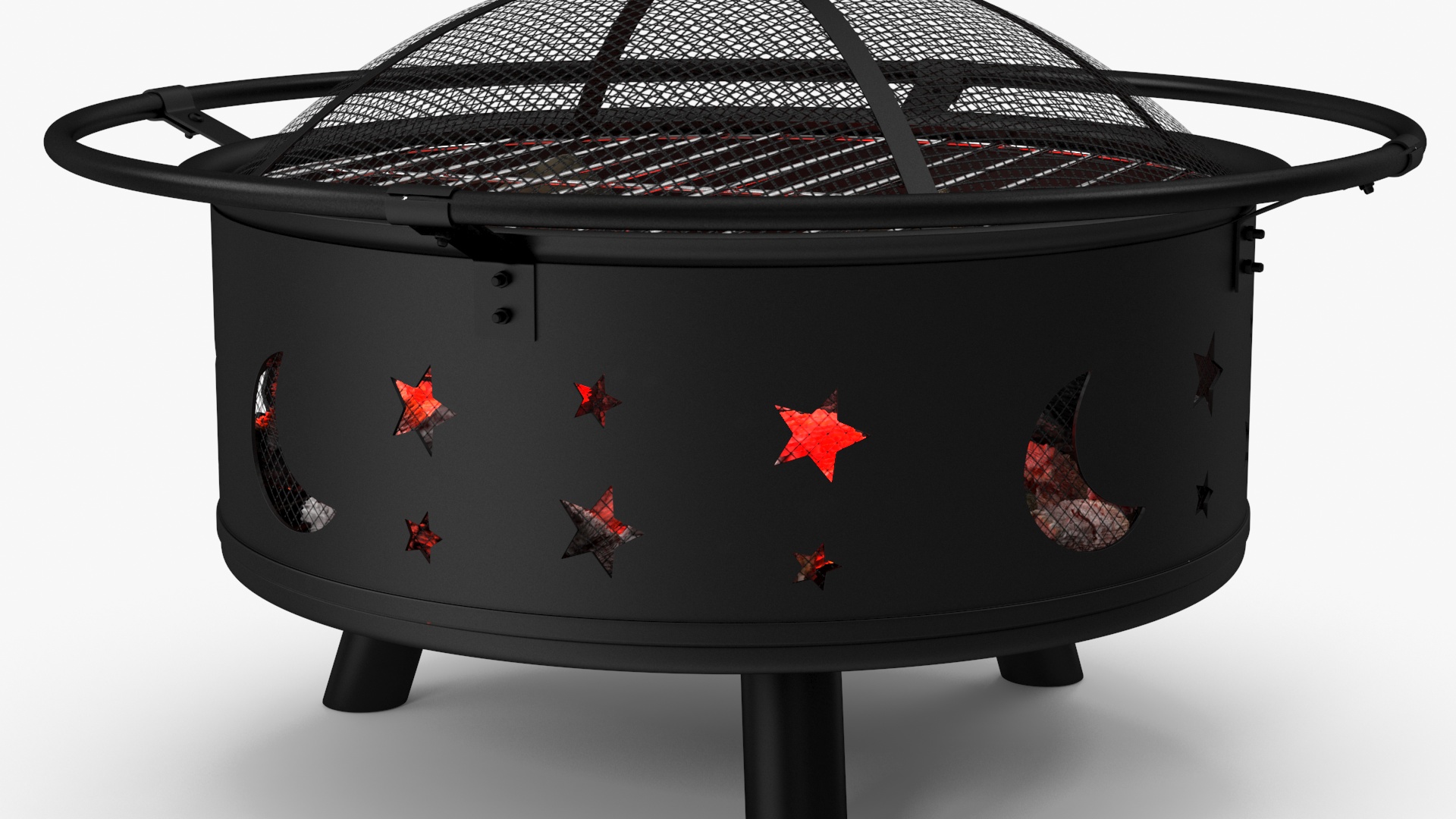 3D Round Fire Pit with Firewood model