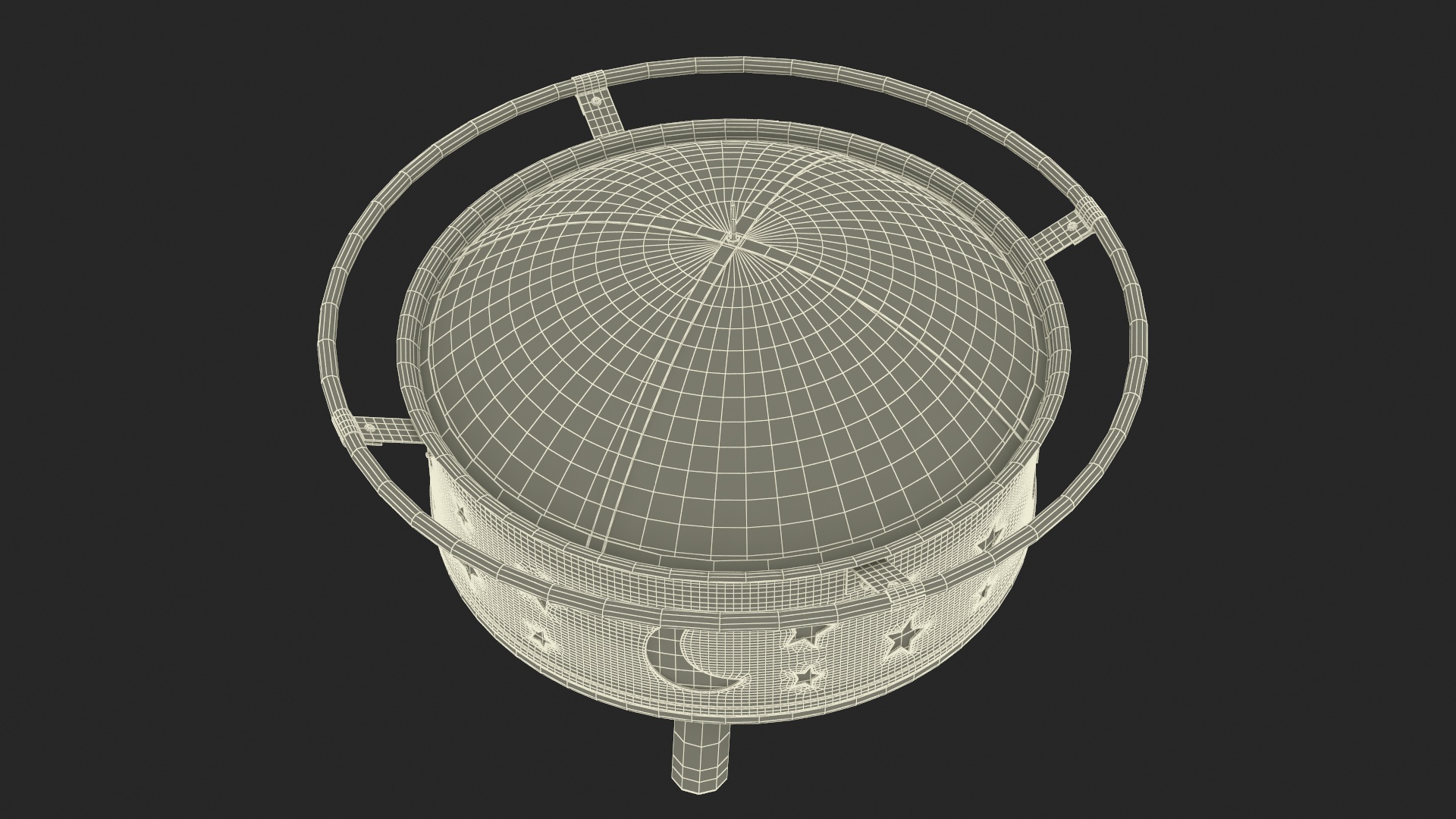 3D Round Fire Pit with Firewood model