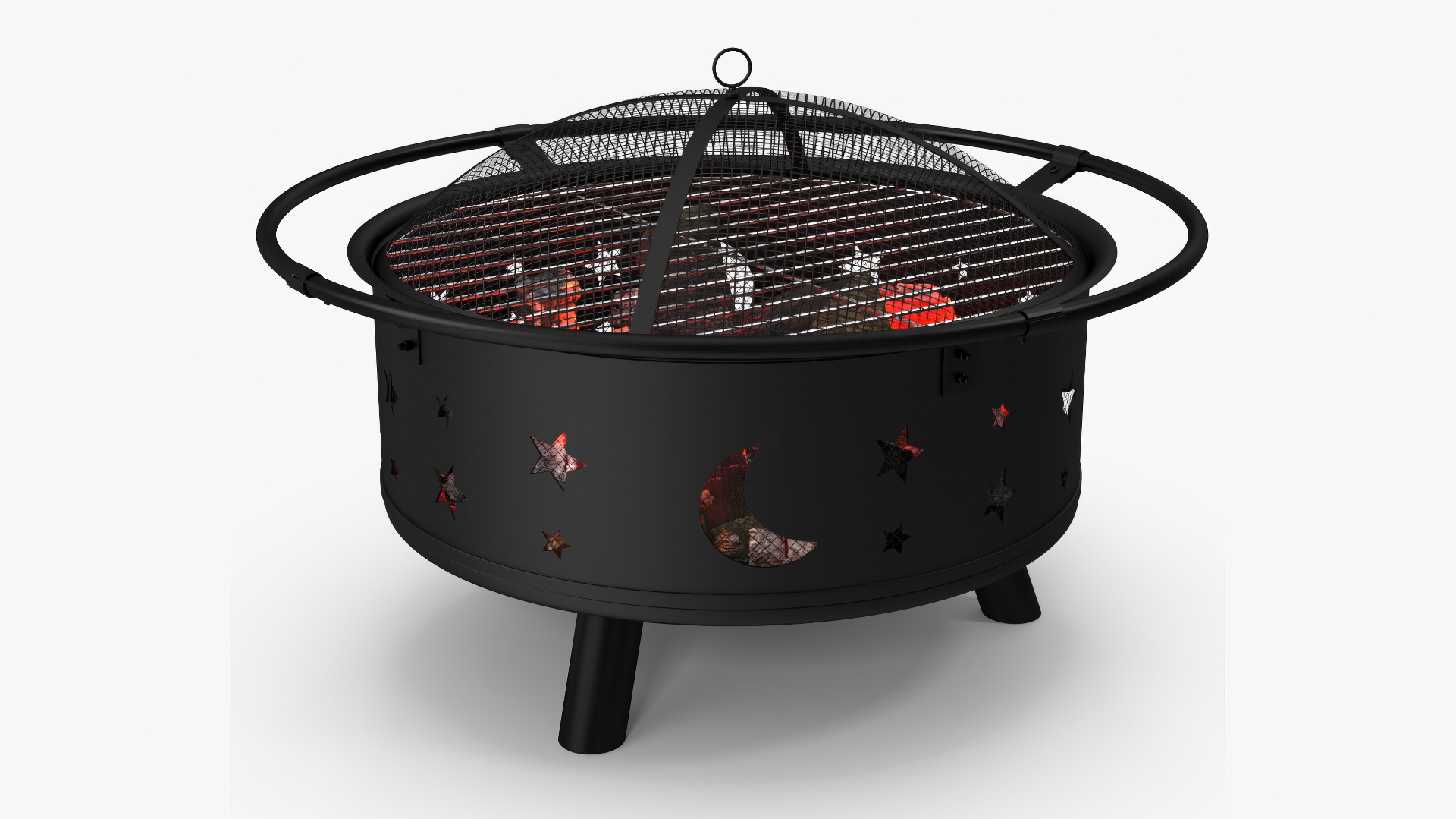 3D Round Fire Pit with Firewood model
