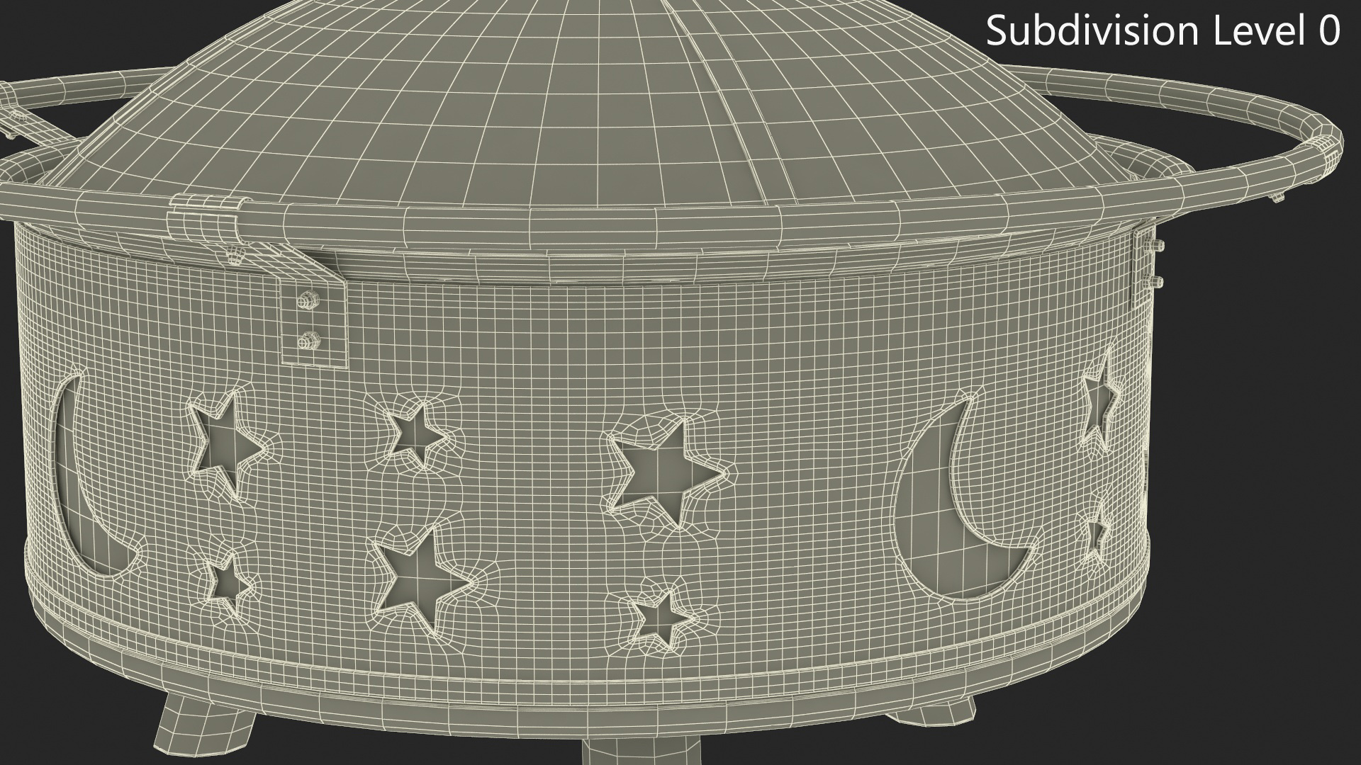 3D Round Fire Pit with Firewood model