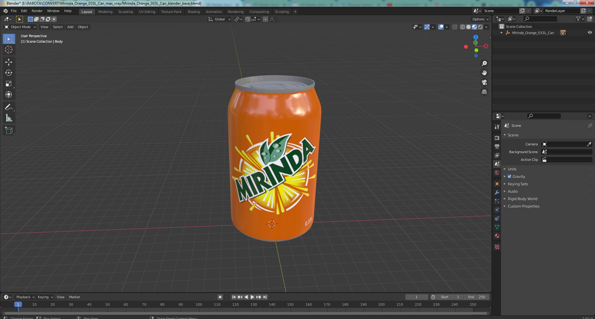 3D Mirinda Orange 033L Can model