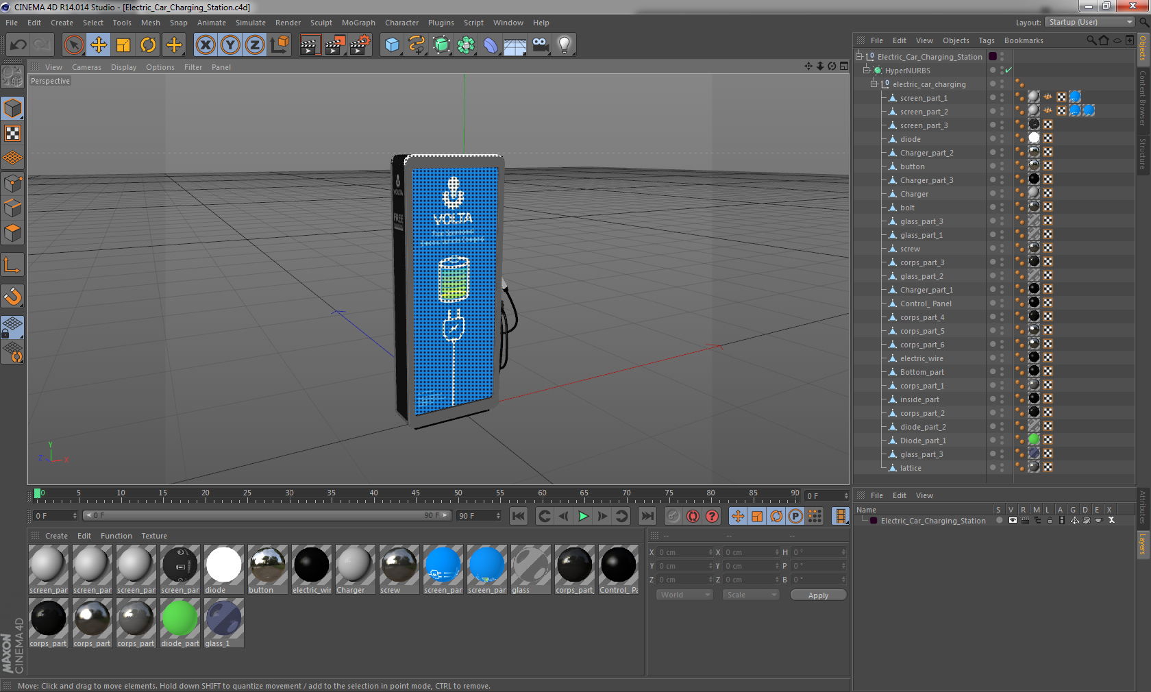 Electric Car Charging Station 3D model