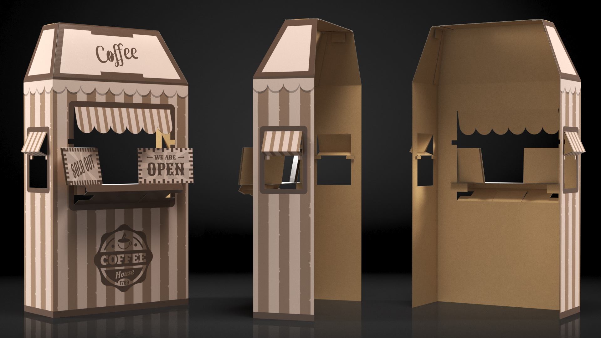 3D Coffee Booth Cardboard Stand model