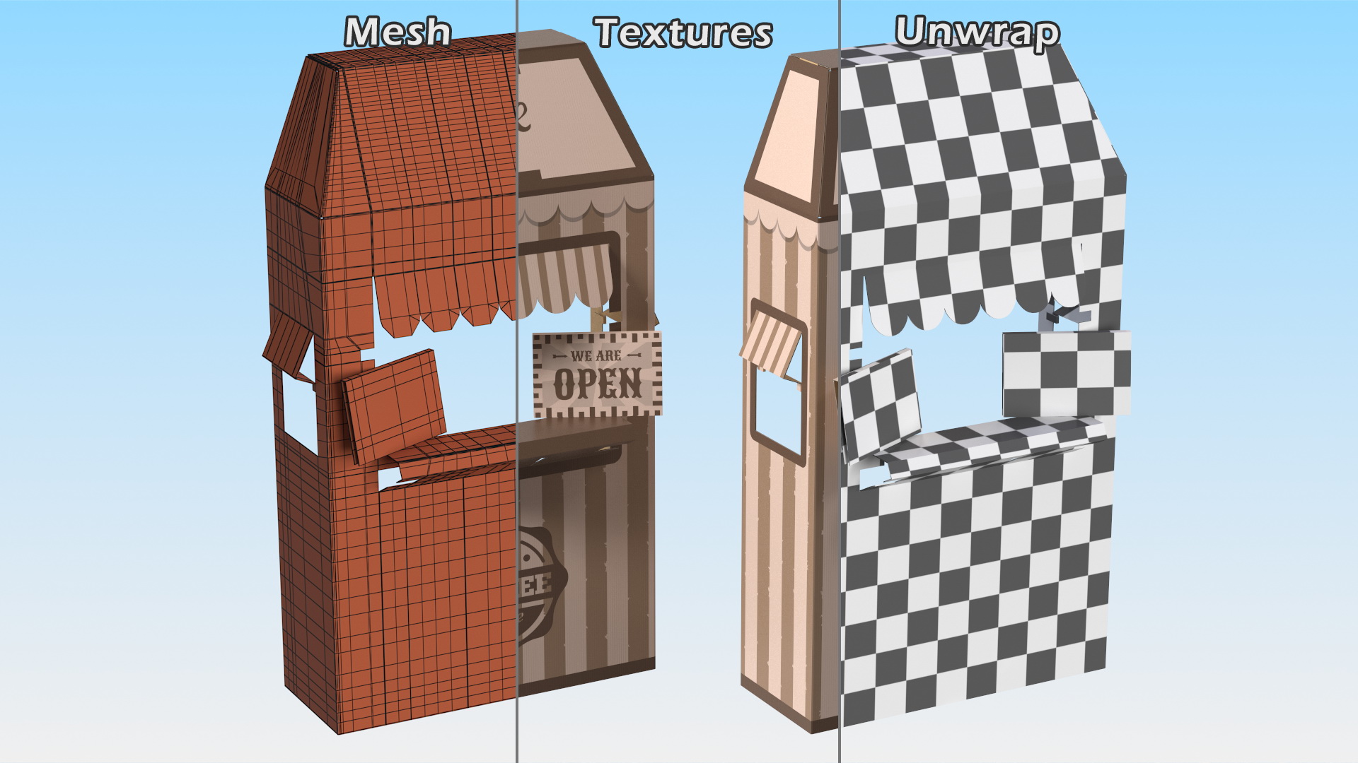 3D Coffee Booth Cardboard Stand model
