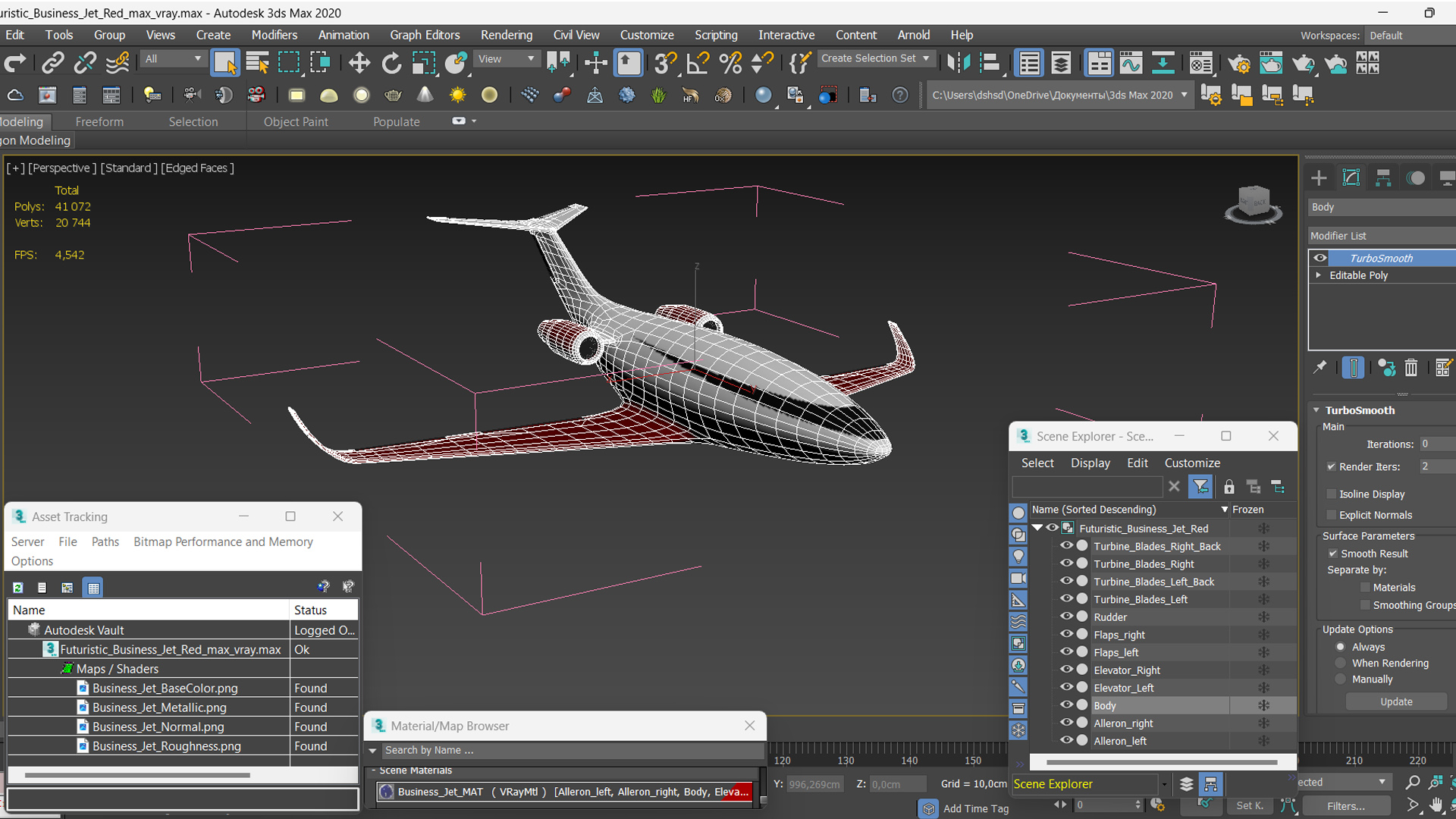 Futuristic Business Jet Red 3D