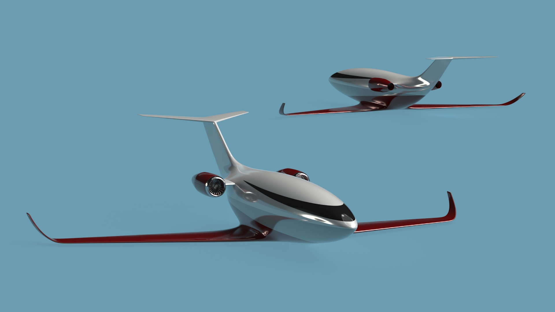 Futuristic Business Jet Red 3D