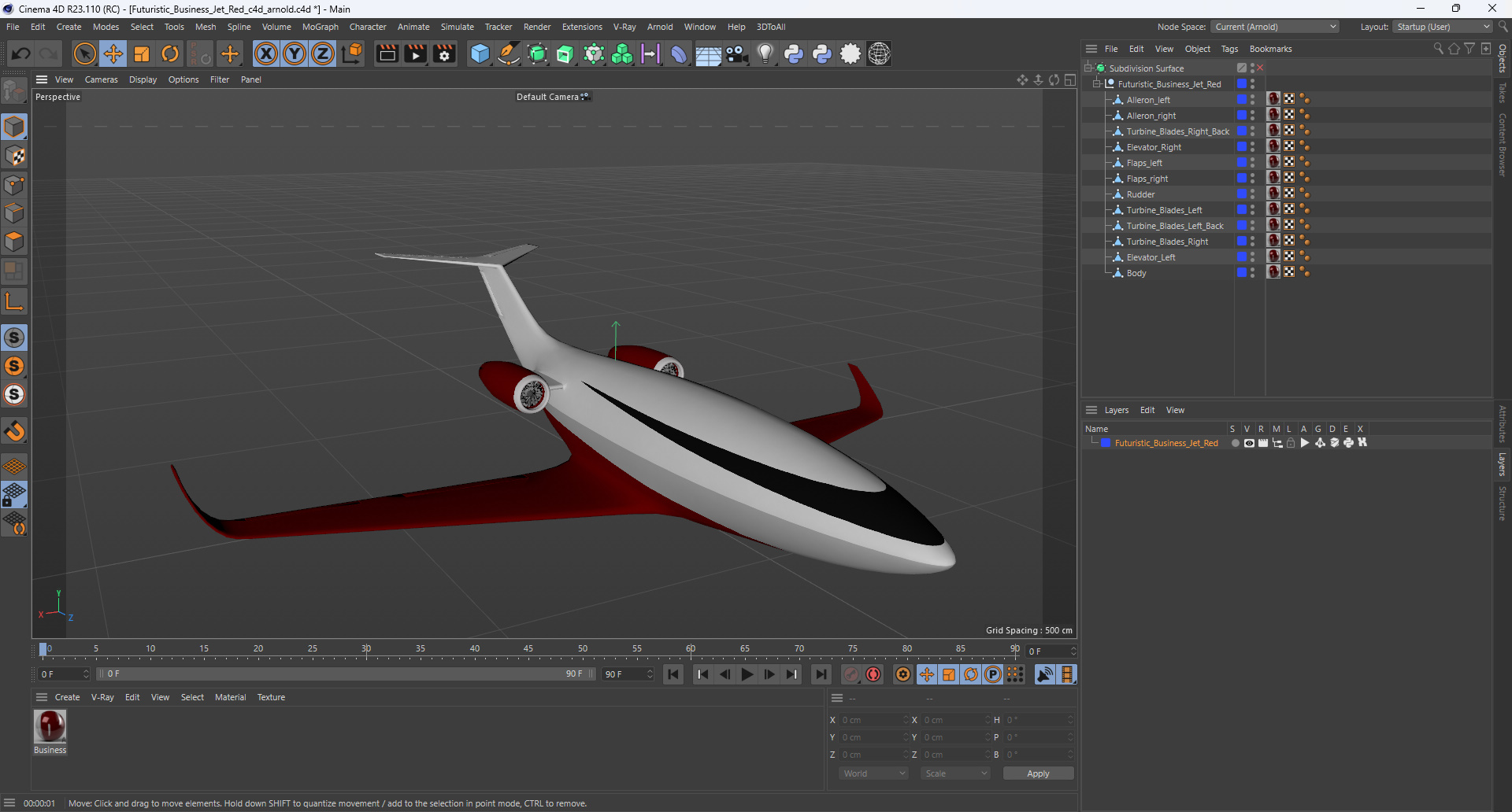 Futuristic Business Jet Red 3D