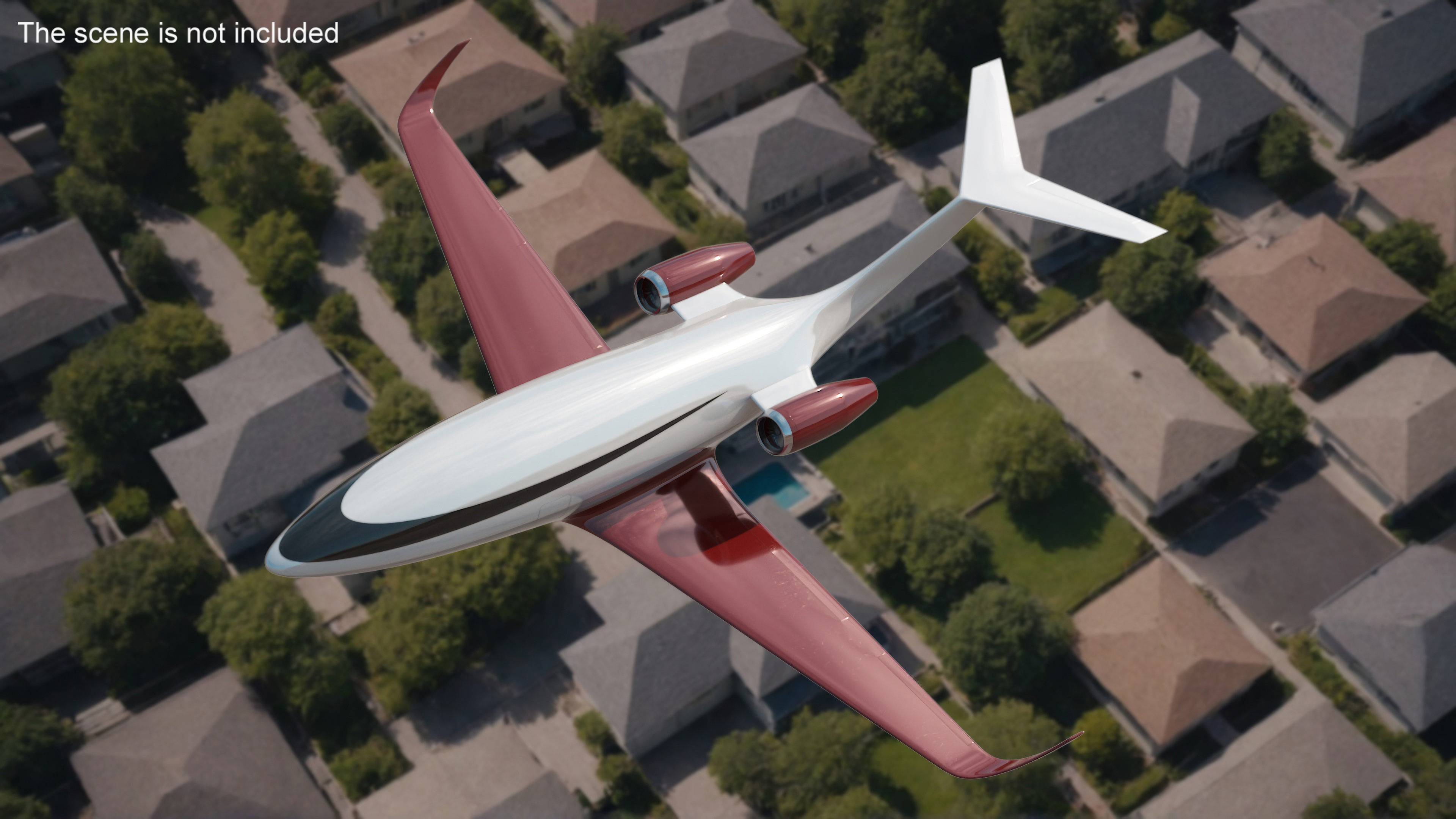 Futuristic Business Jet Red 3D