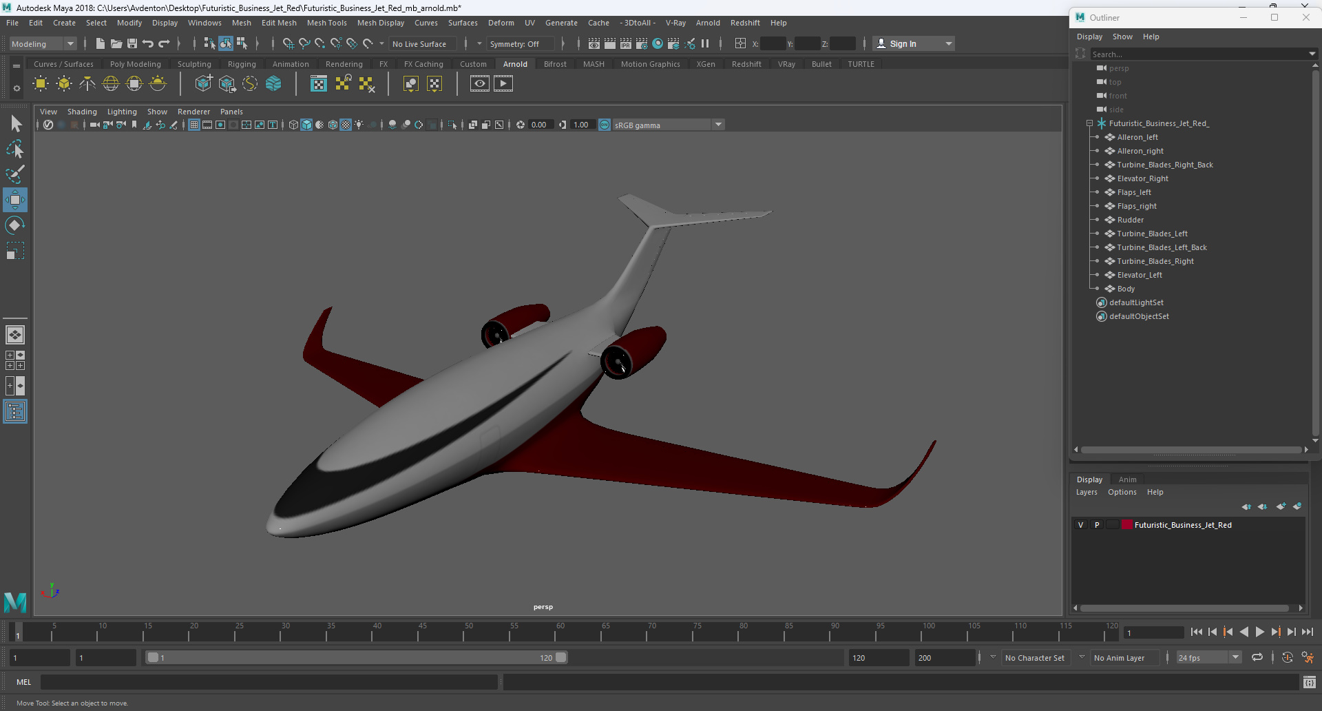 Futuristic Business Jet Red 3D