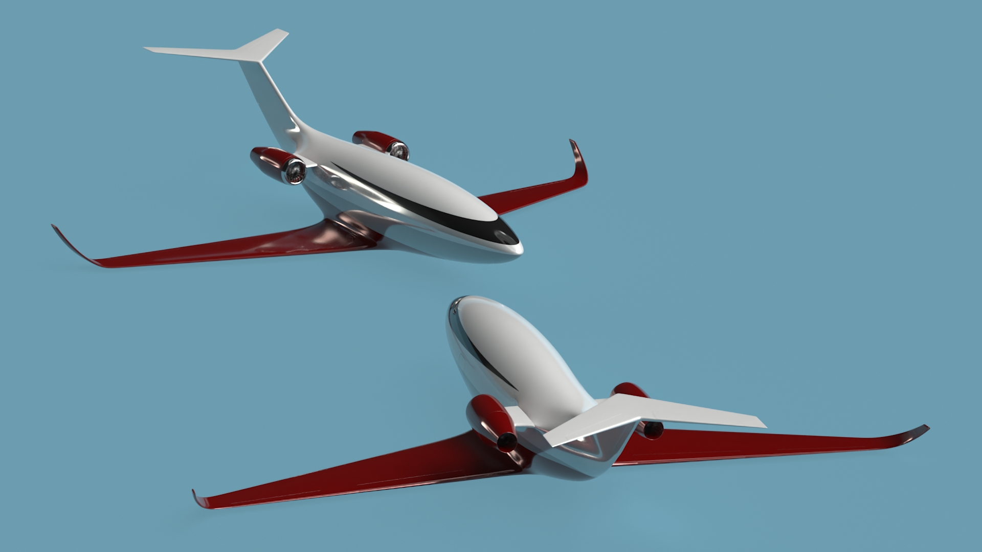 Futuristic Business Jet Red 3D