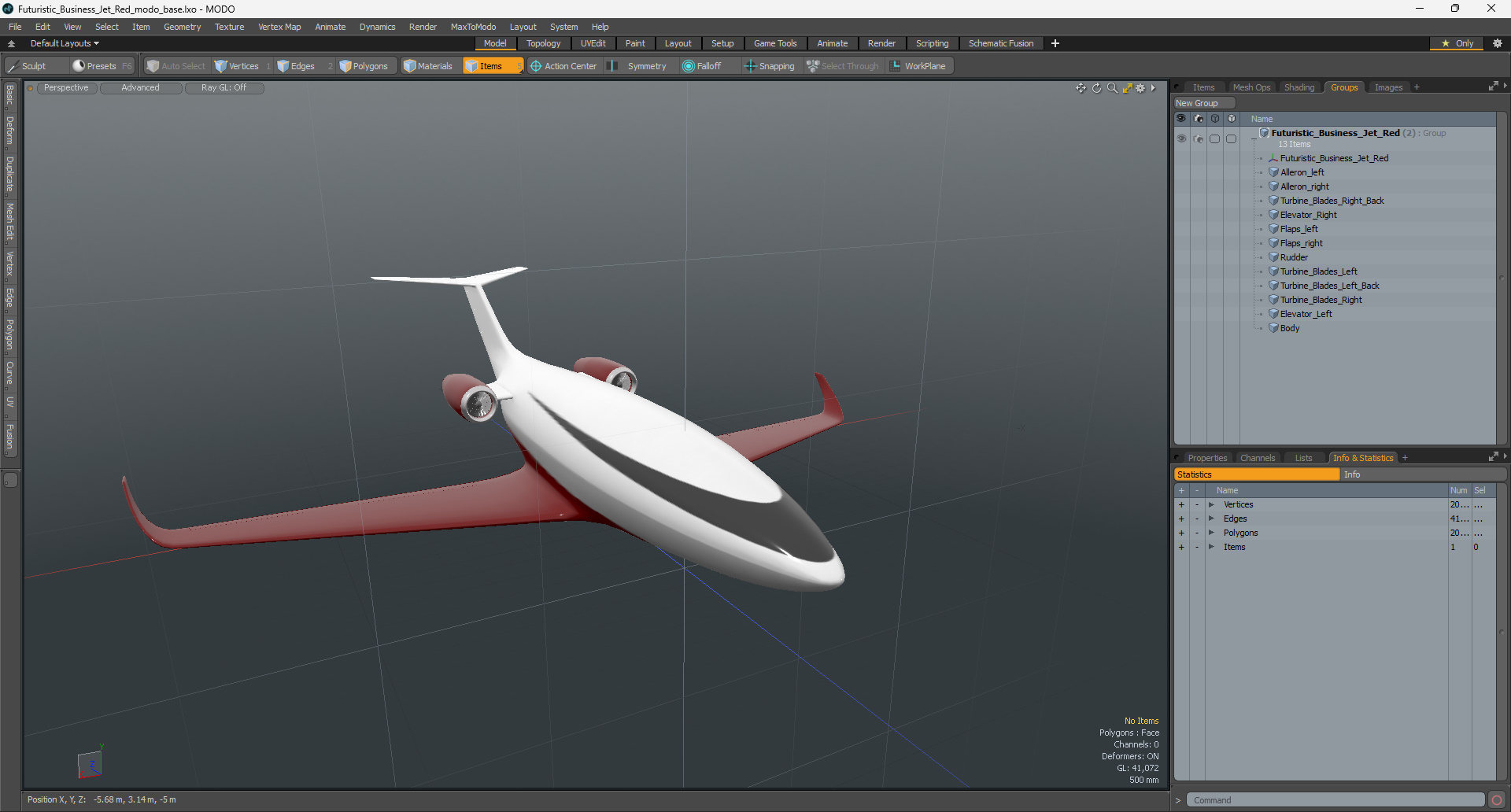 Futuristic Business Jet Red 3D