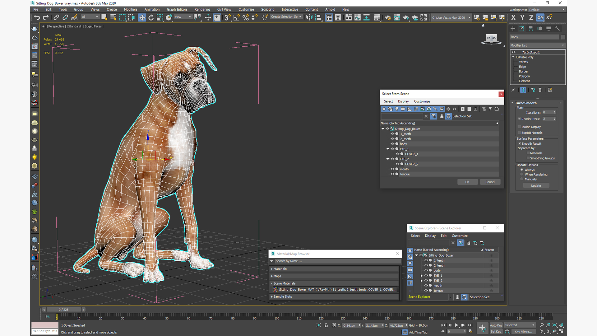 3D model Sitting Dog Boxer for 3D Print