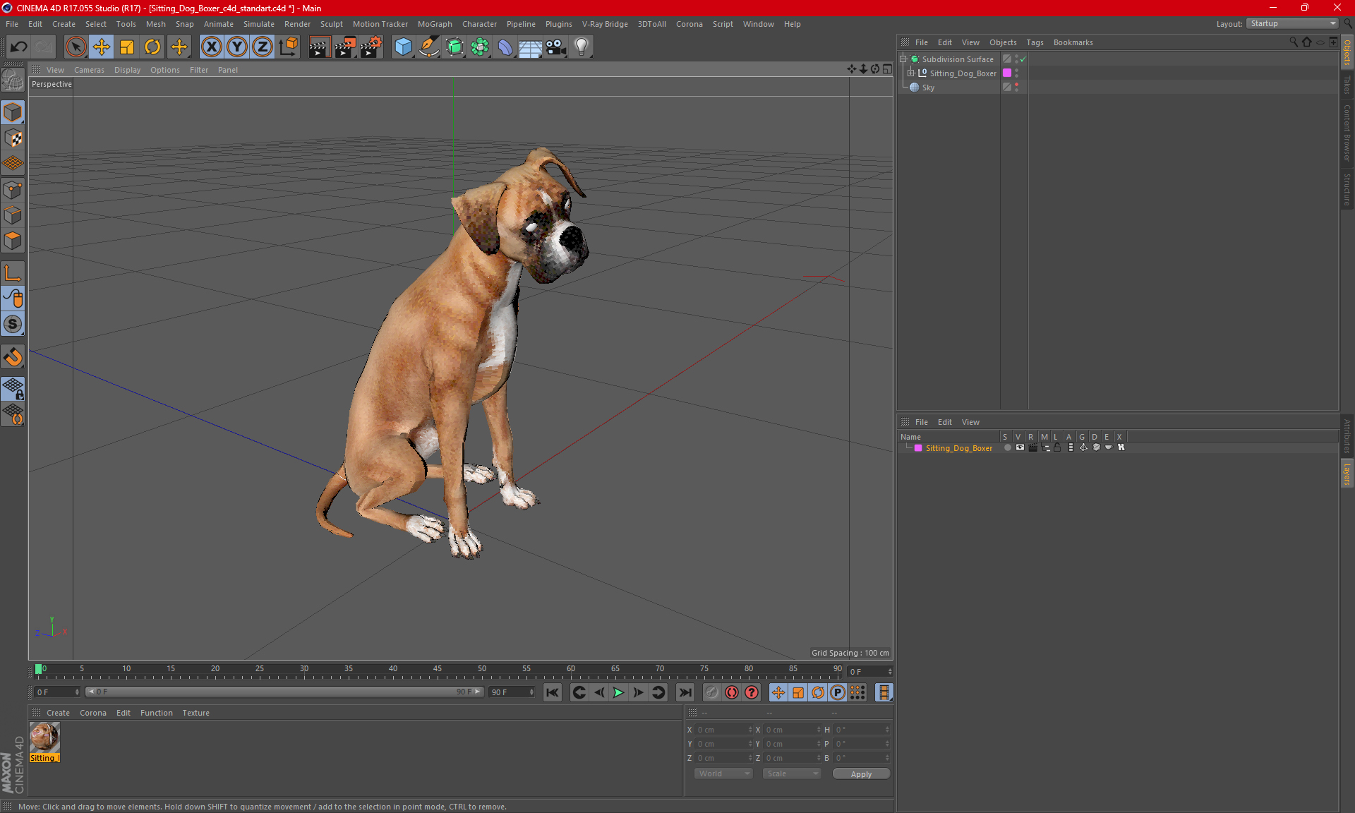 3D model Sitting Dog Boxer for 3D Print