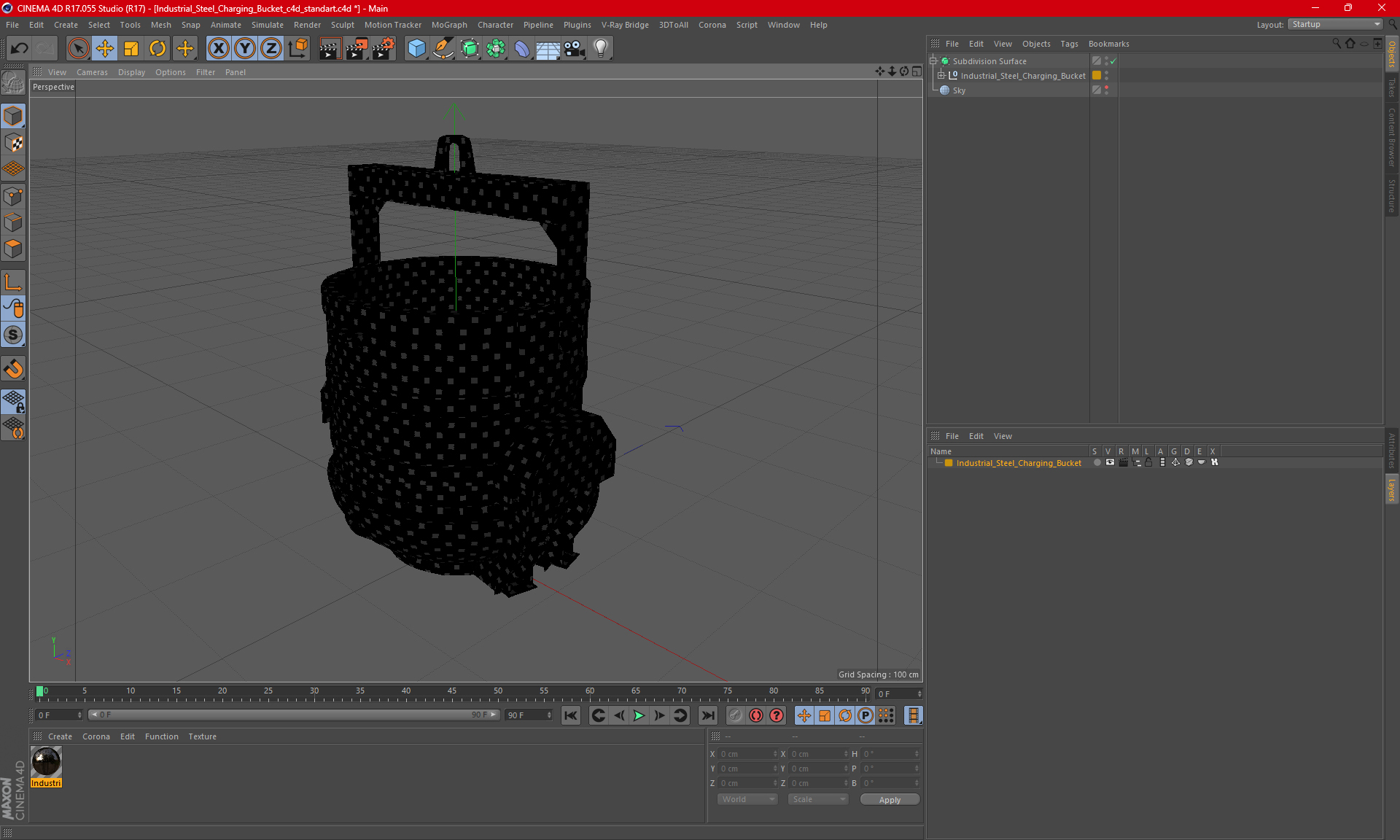 Industrial Steel Charging Bucket 3D