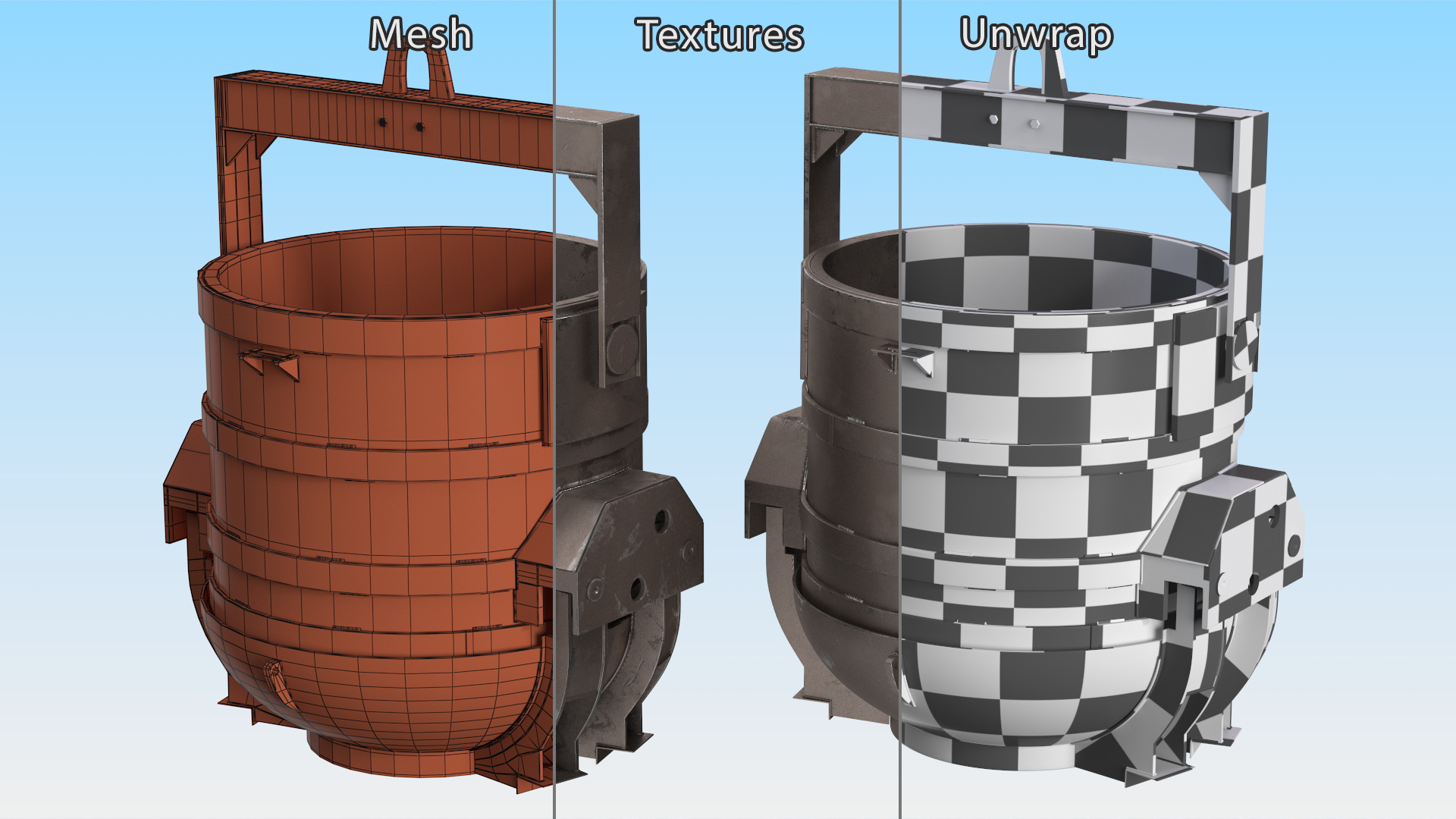 Industrial Steel Charging Bucket 3D