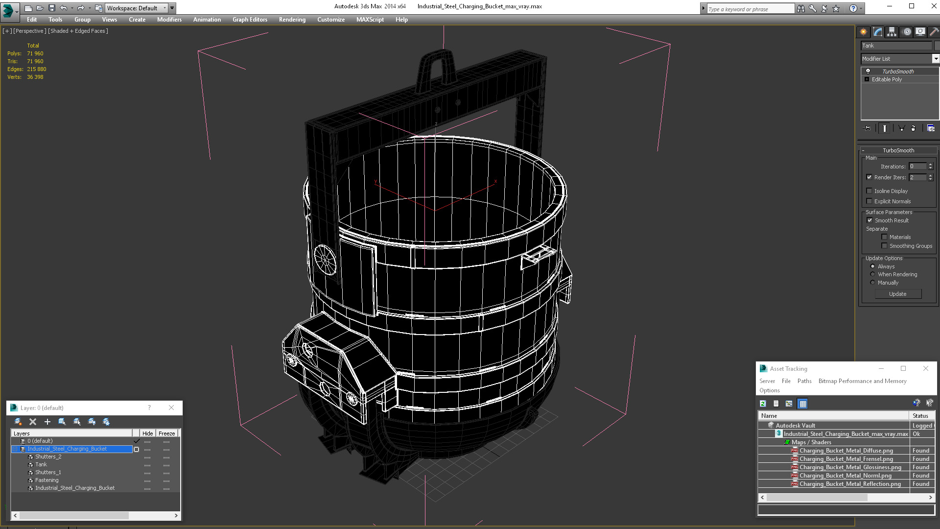 Industrial Steel Charging Bucket 3D