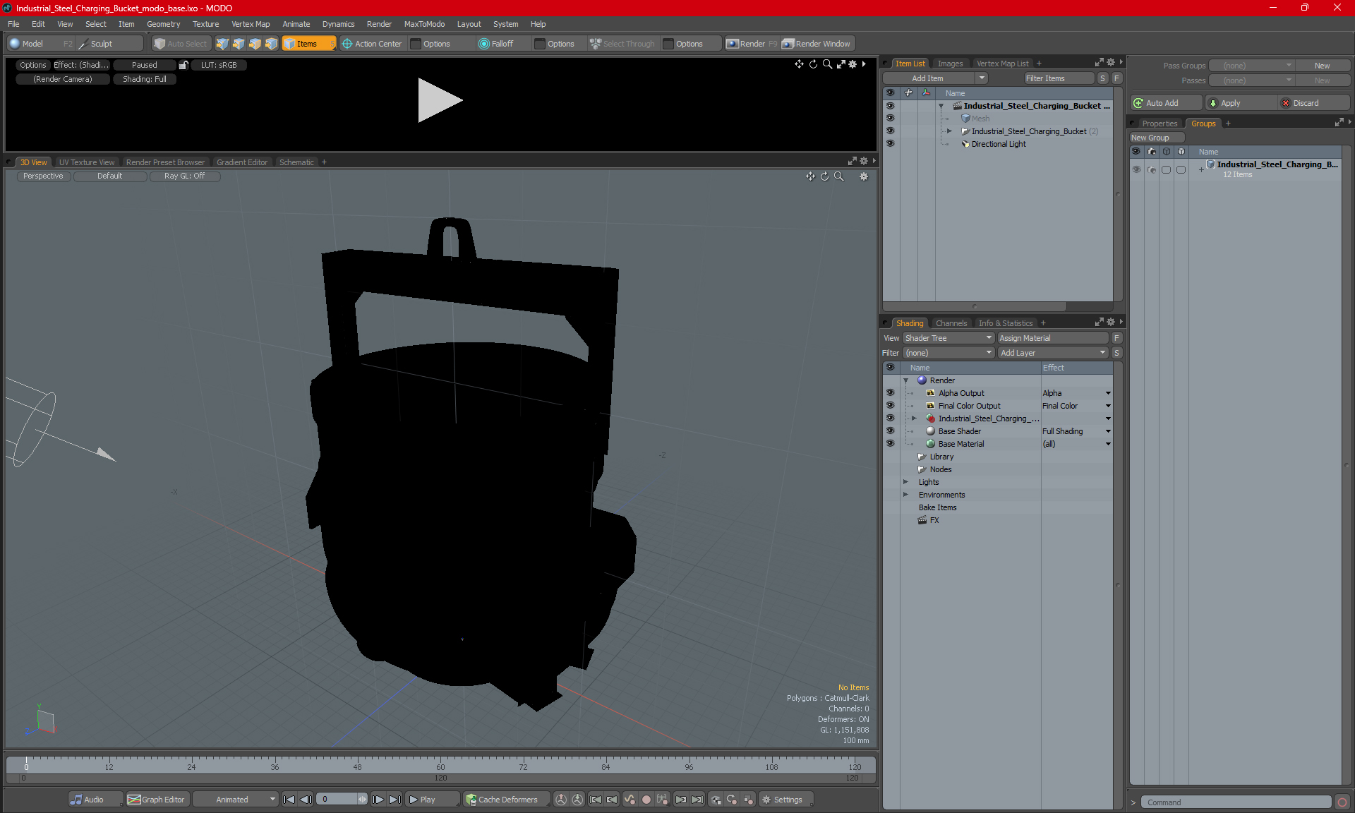 Industrial Steel Charging Bucket 3D