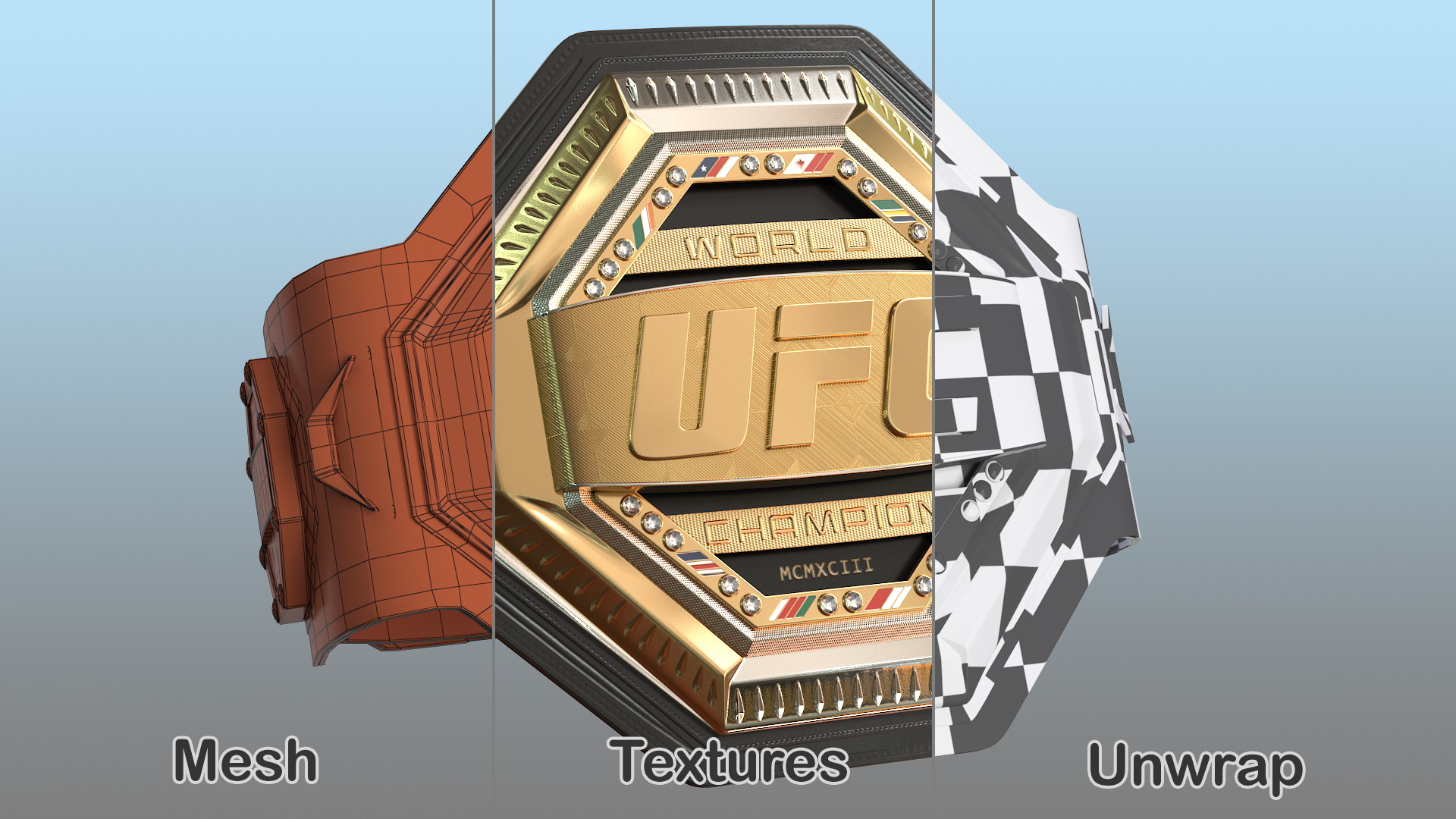 3D UFC Legacy Championship Belt model