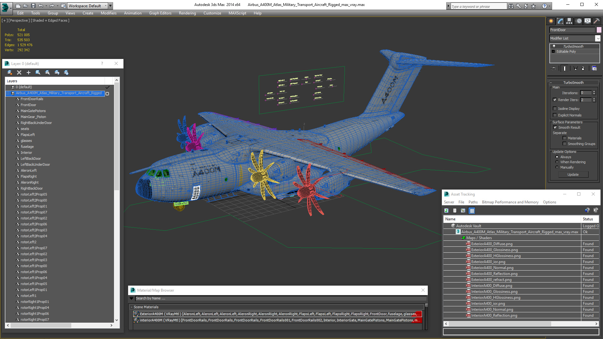 Airbus A400M Atlas Military Transport Aircraft Rigged for Cinema 4D 3D