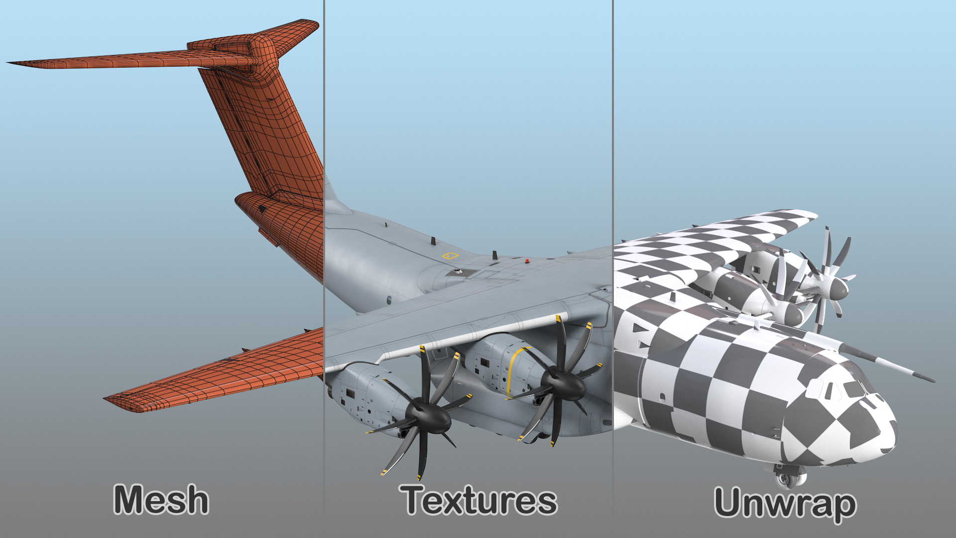 Airbus A400M Atlas Military Transport Aircraft Rigged for Cinema 4D 3D