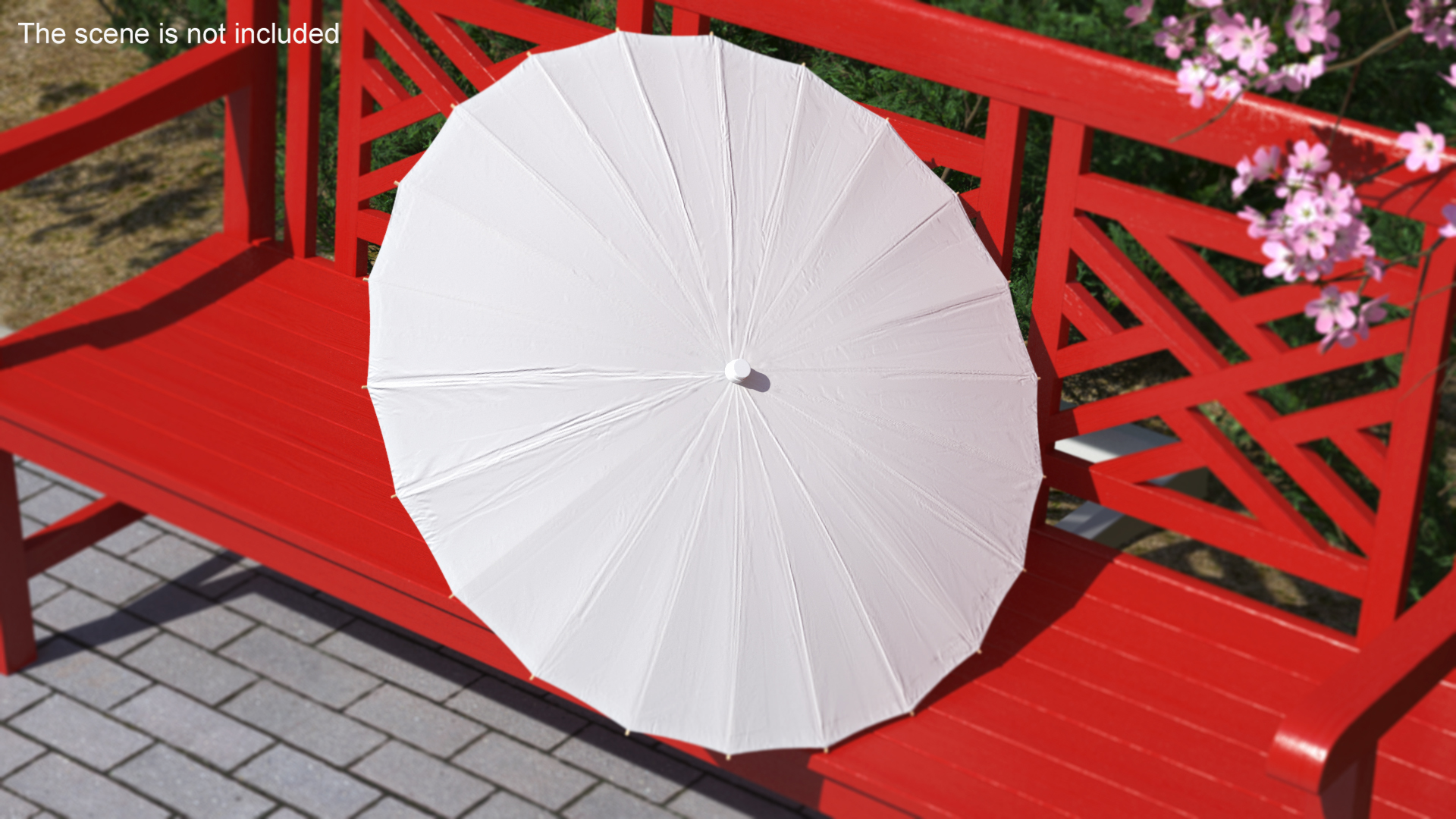 3D Chinese Parasol Open White