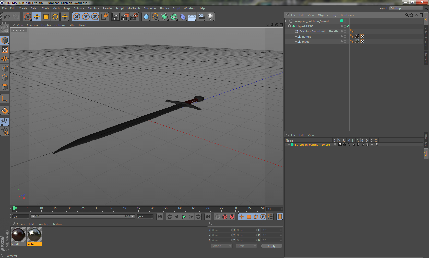 3D European Falchion Sword model