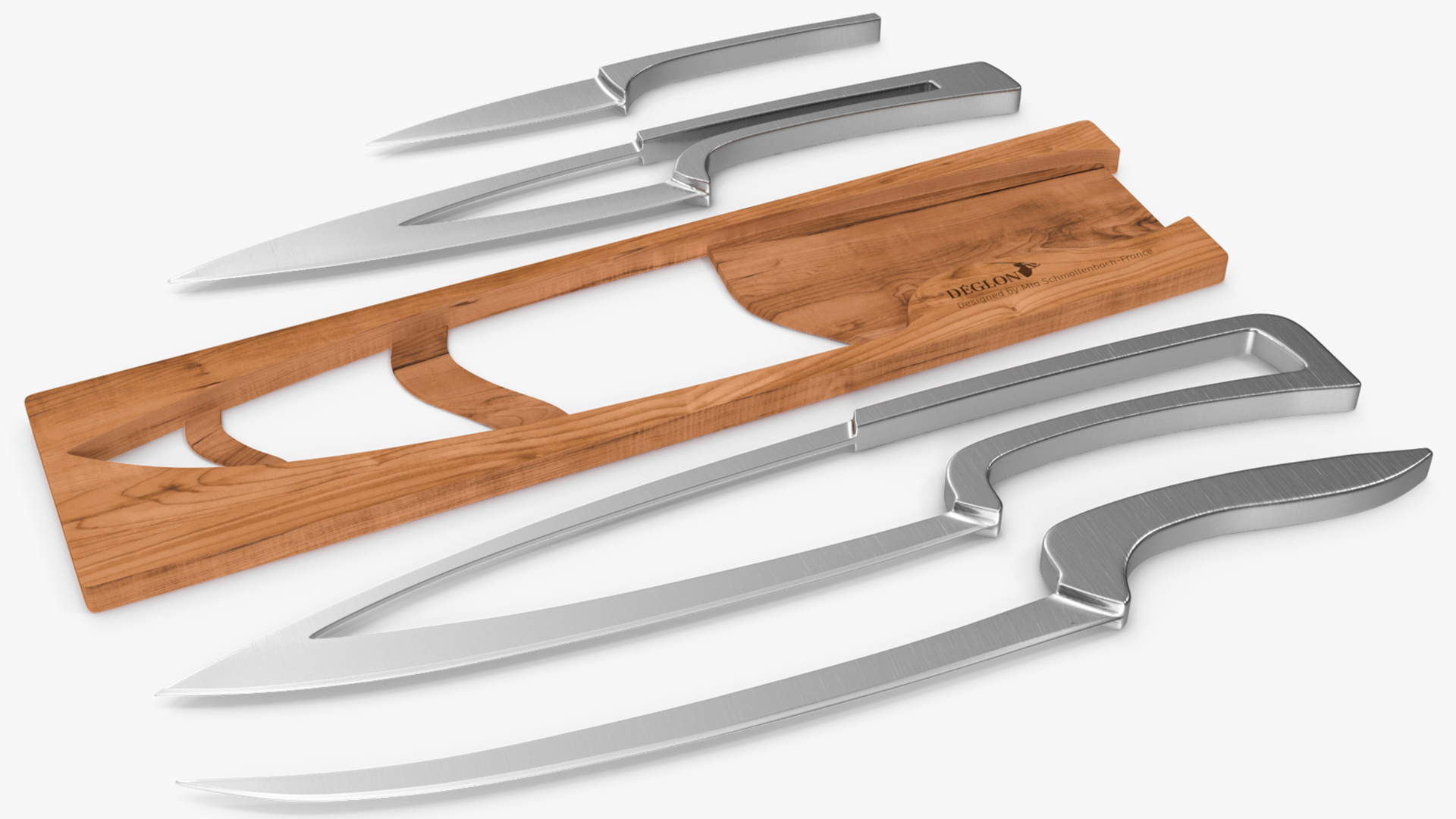 Knife Set with Wooden Block Deglon Meeting 3D