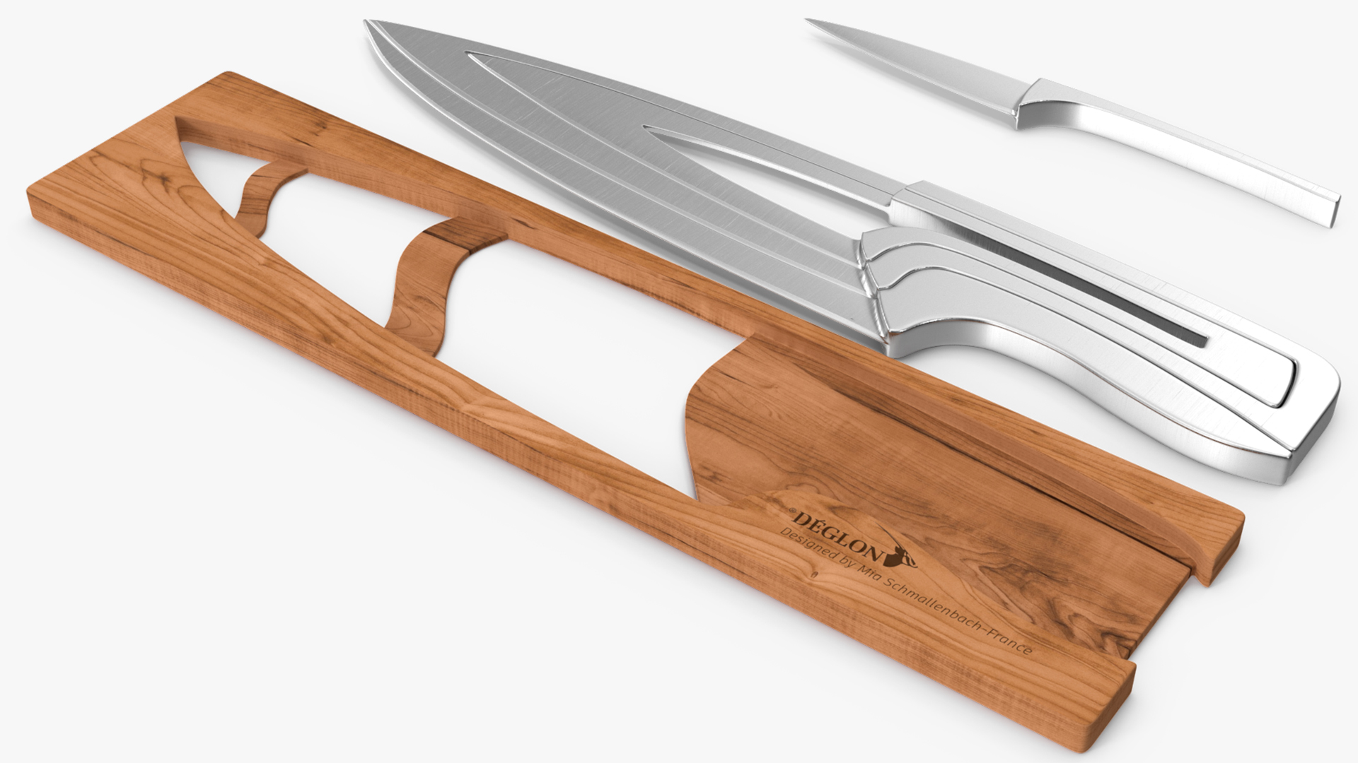 Knife Set with Wooden Block Deglon Meeting 3D