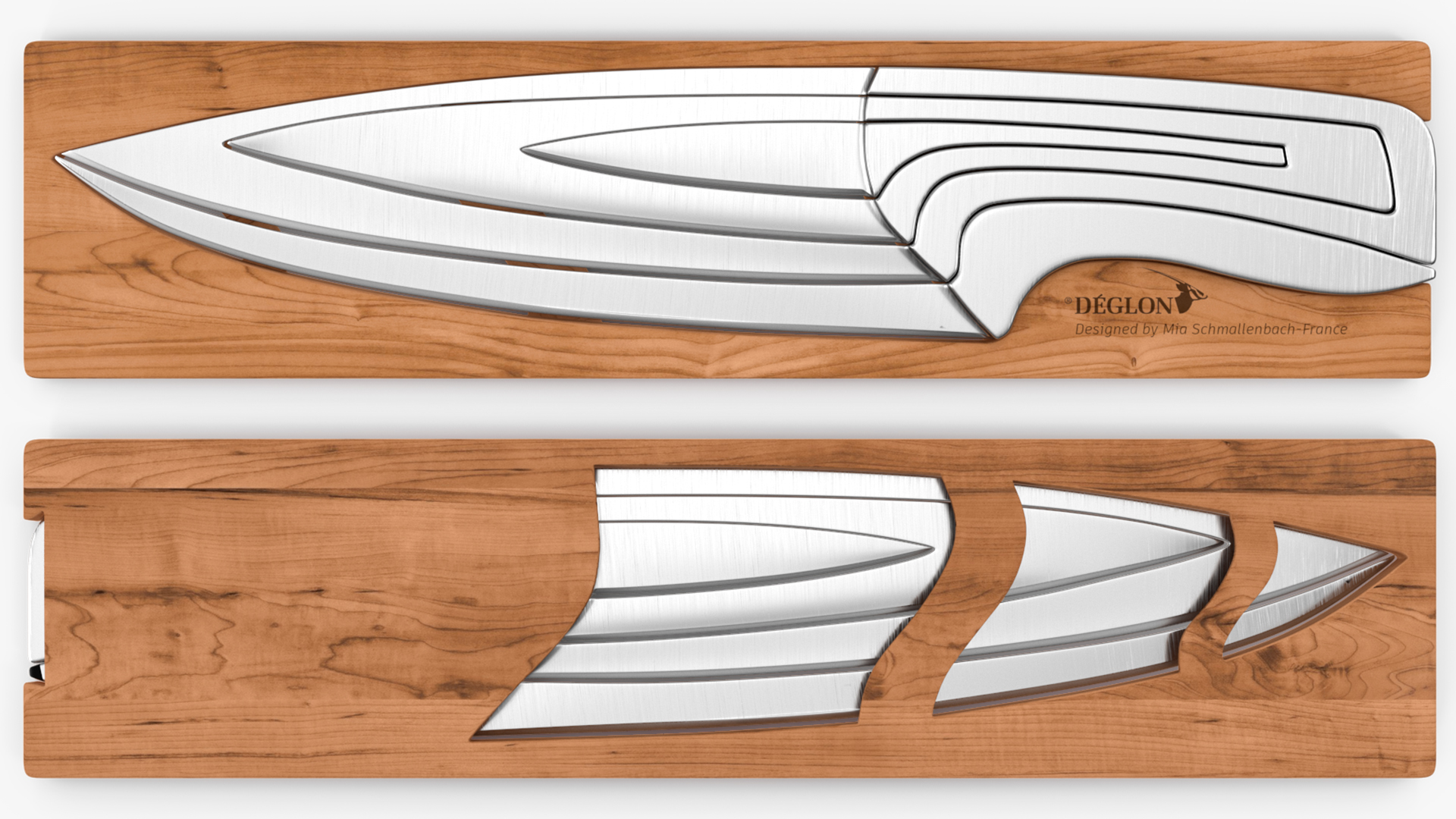 Knife Set with Wooden Block Deglon Meeting 3D