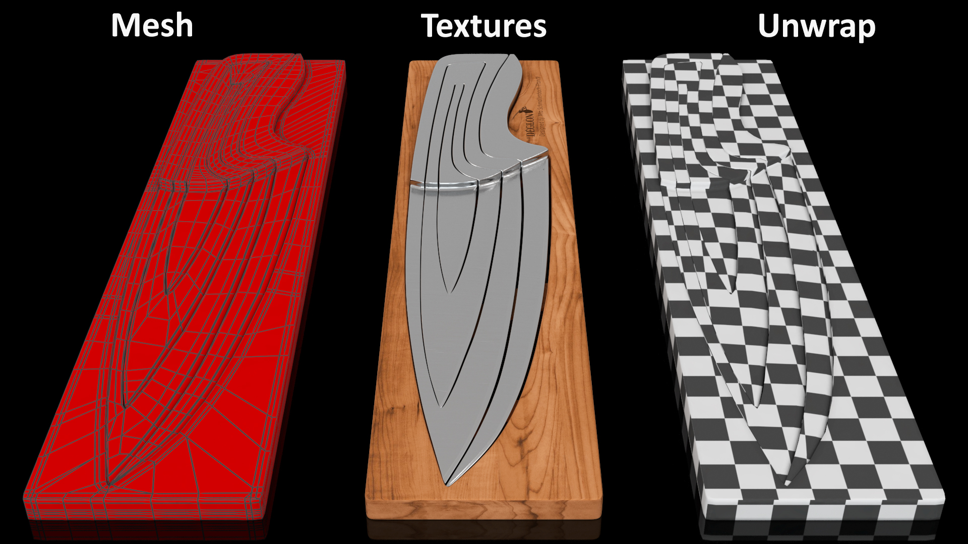 Knife Set with Wooden Block Deglon Meeting 3D