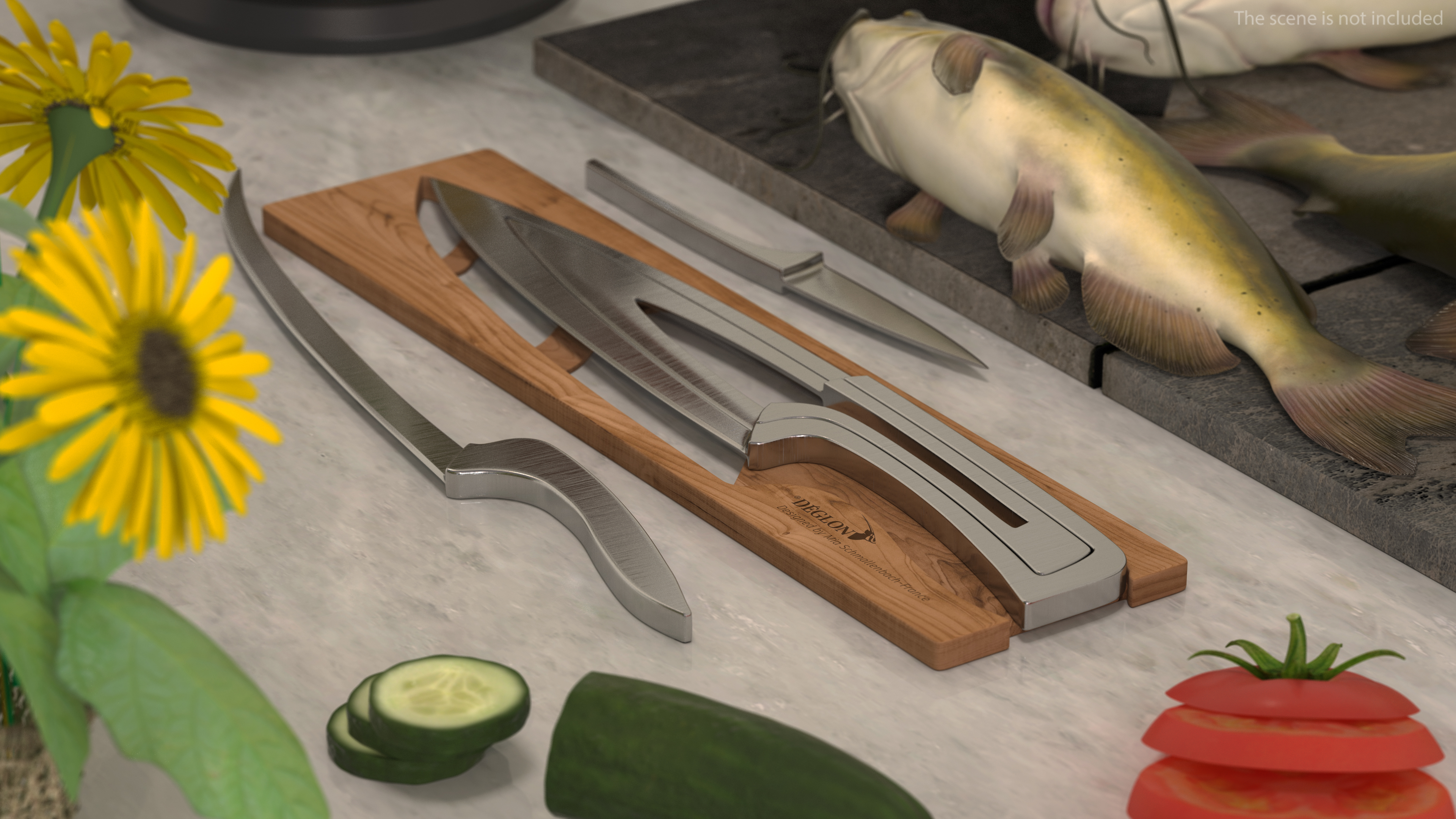 Knife Set with Wooden Block Deglon Meeting 3D