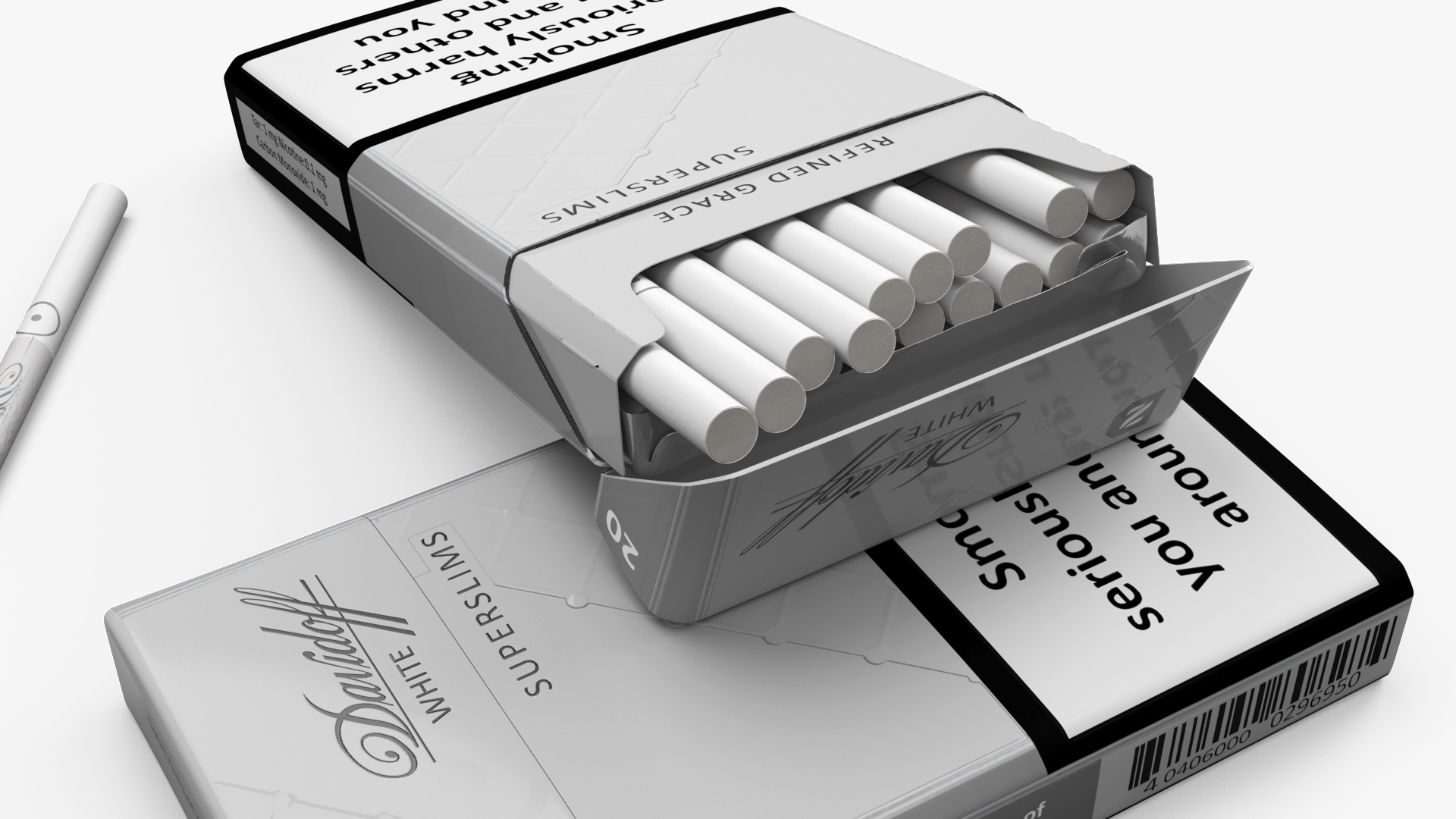 3D model Cigarettes Davidoff White Super Slim Unpacked